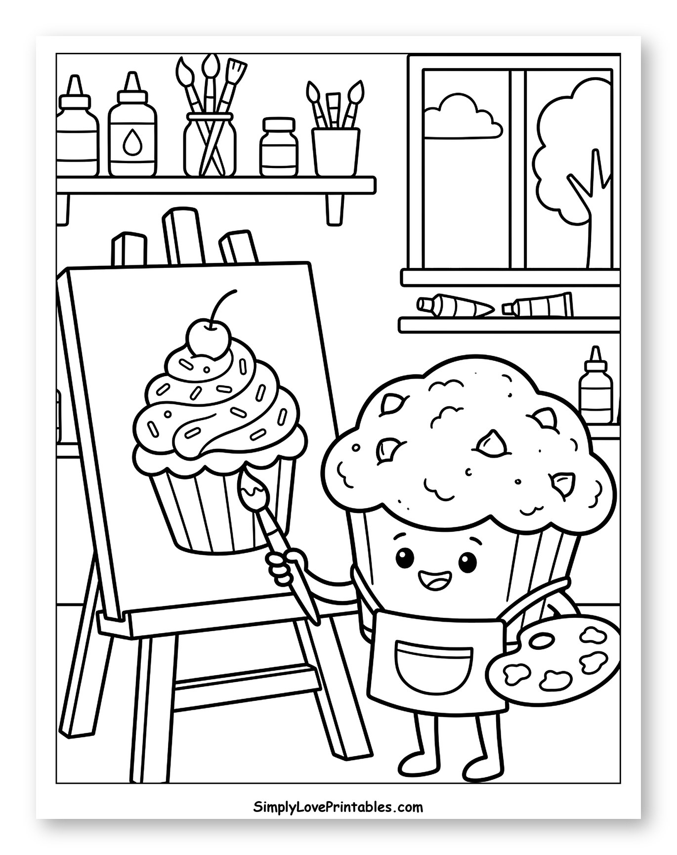 Muffin Artist Painting a Cherry Cupcake
