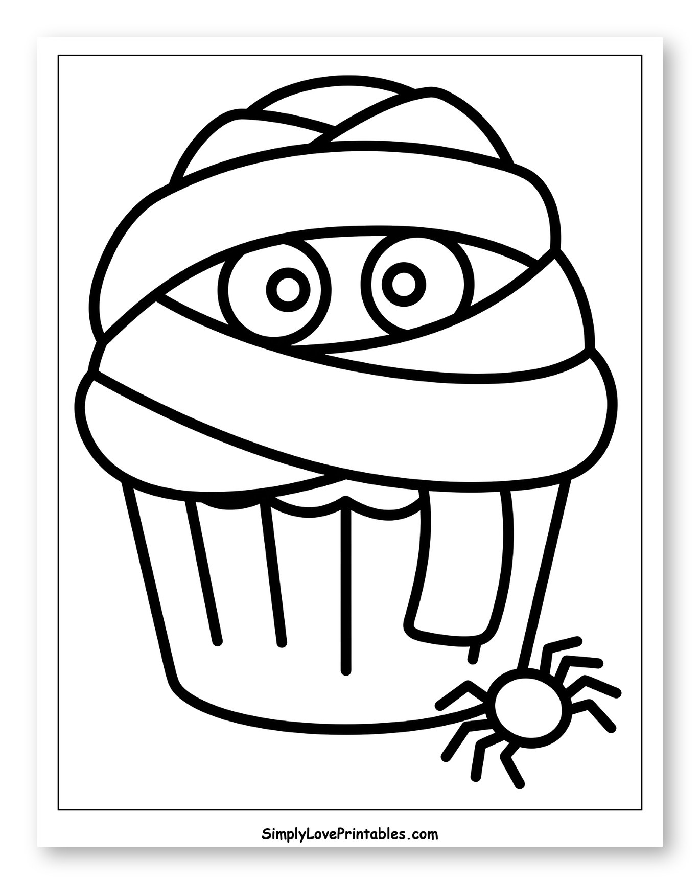 Mummy Cupcake with a Dangling Spider