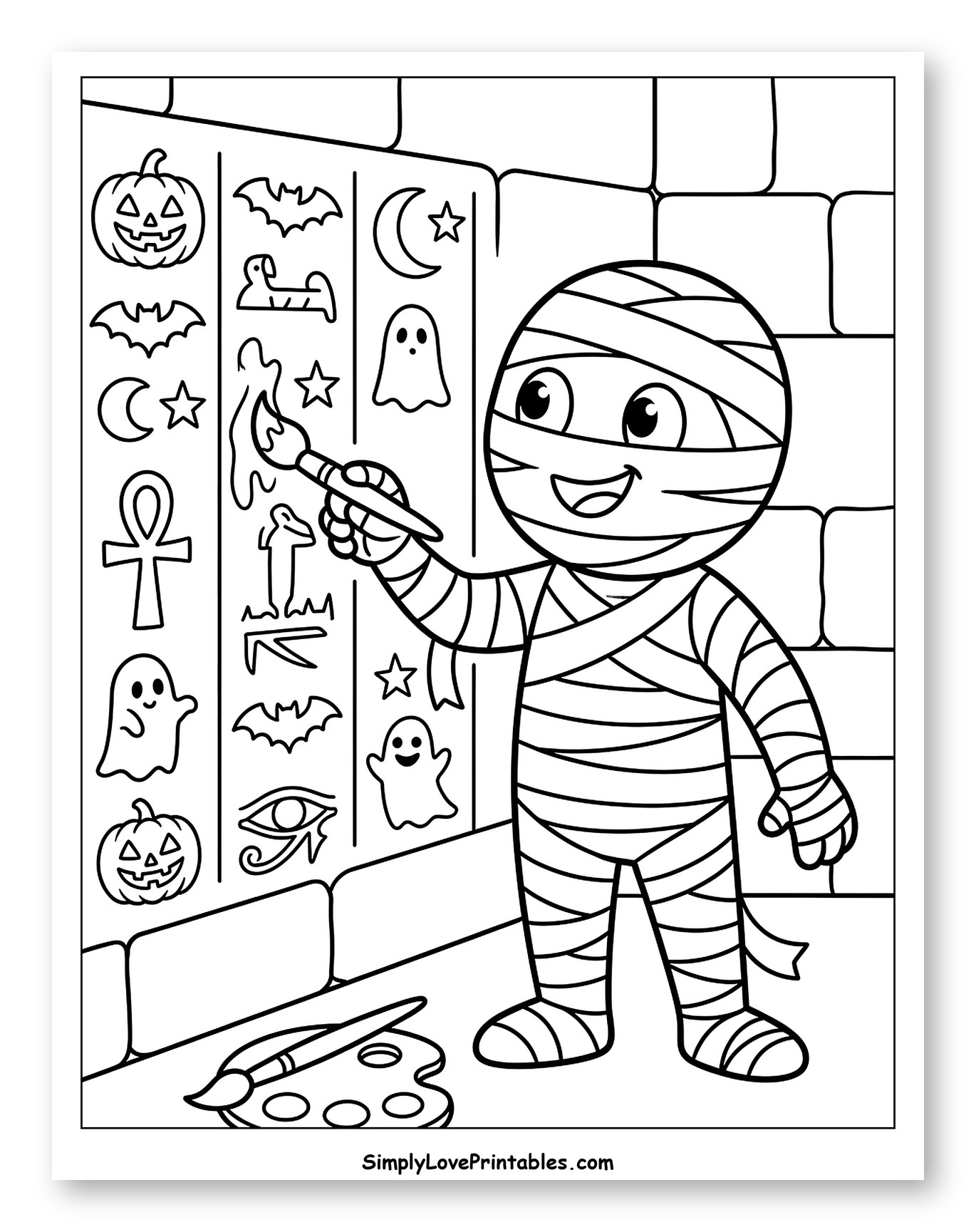 Mummy Painting Halloween and Egyptian Symbols
