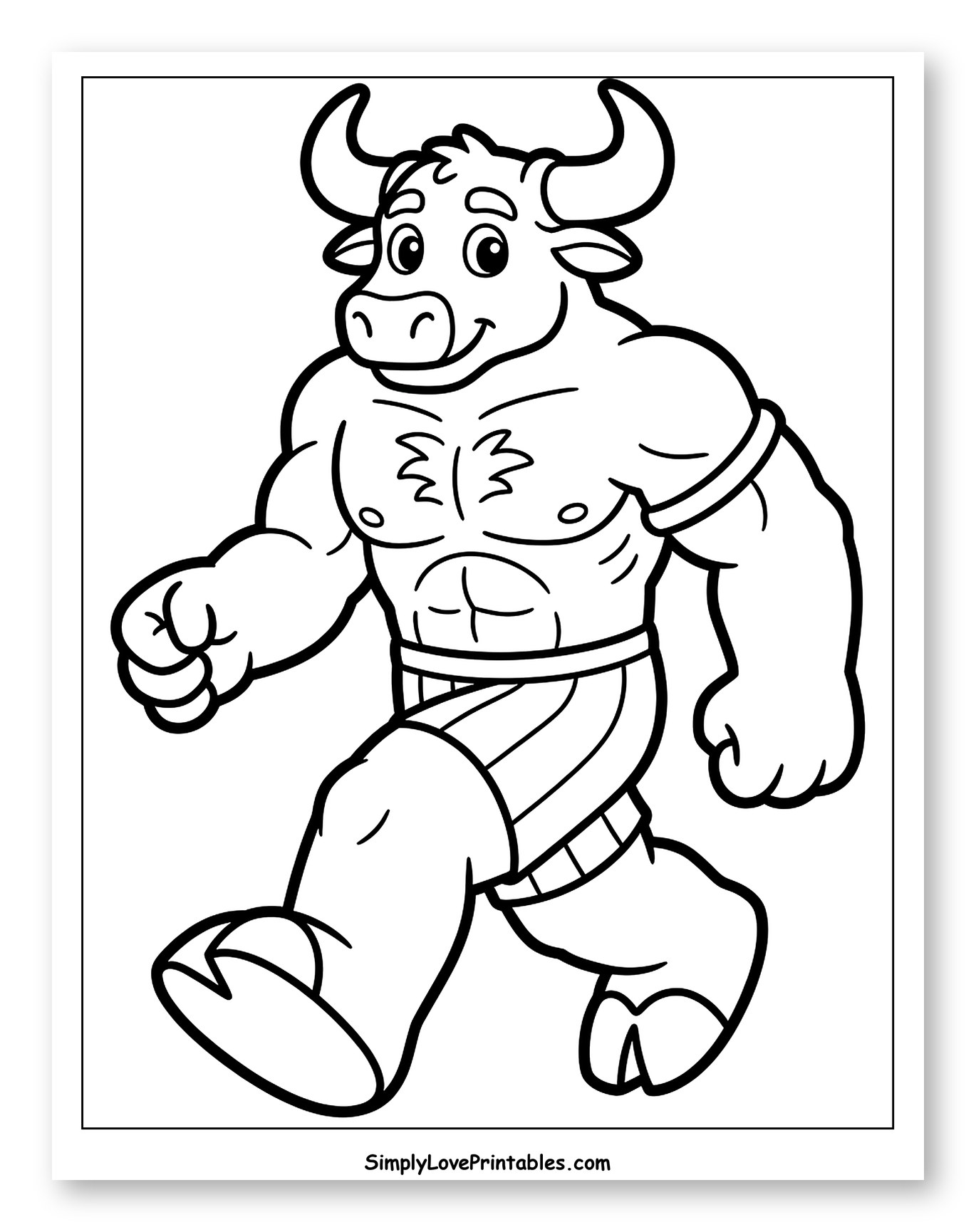 Muscular Minotaur Walking and Smiling
