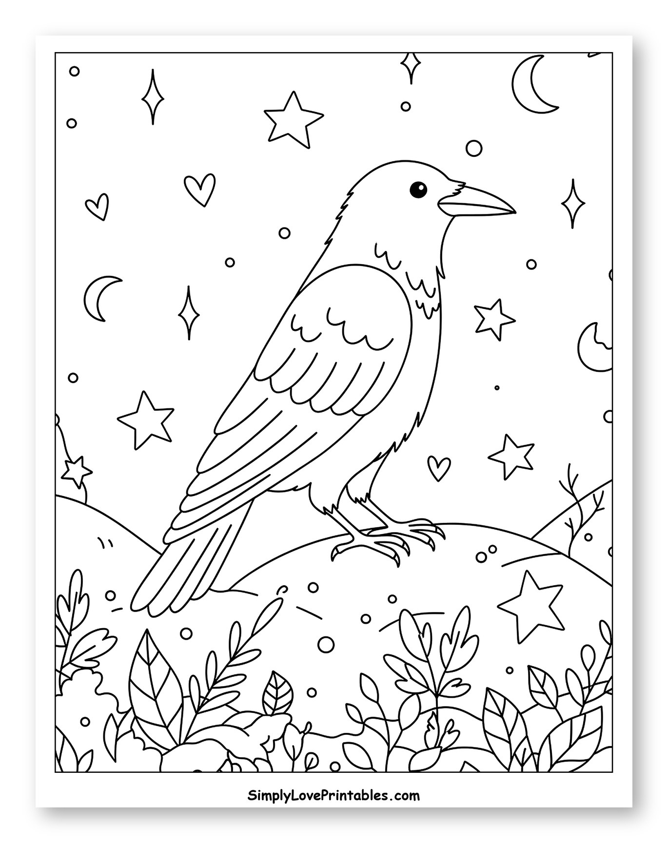 Mystical Crow in a Starry Night