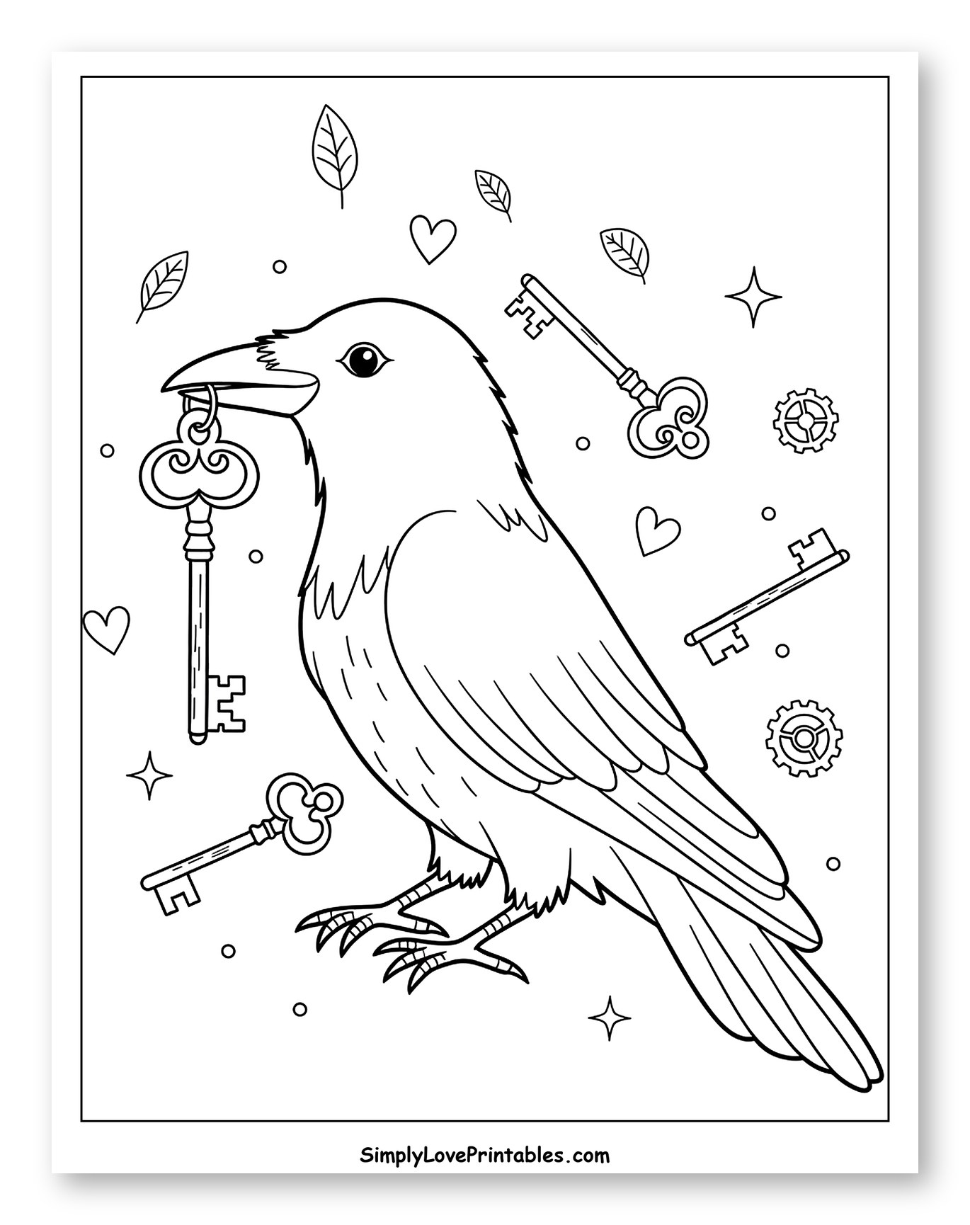 Mystical Crow with Floating Keys and Gears