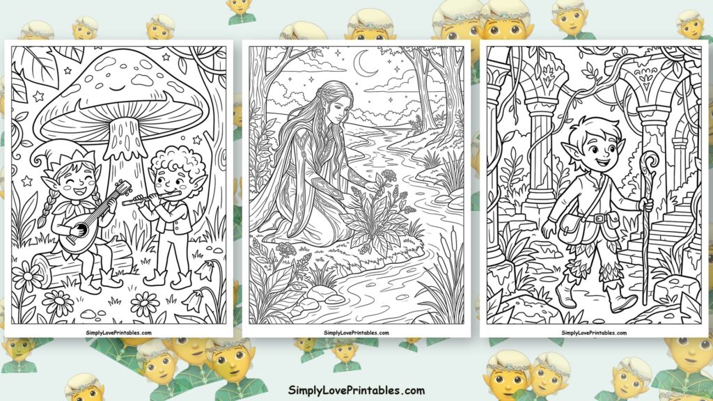 mythical elves coloring pages featured image