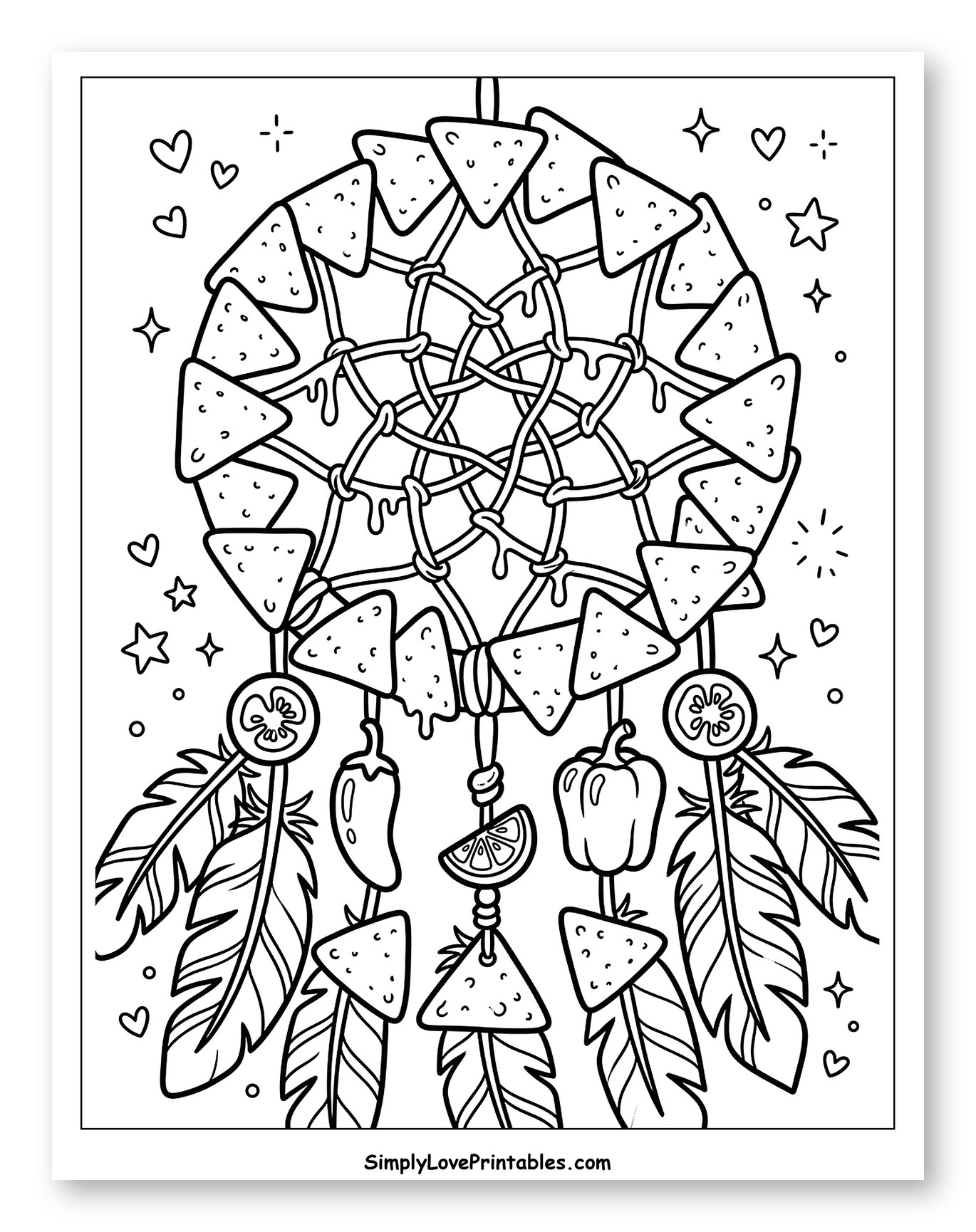 Nacho Dreamcatcher with Peppers and Feathers