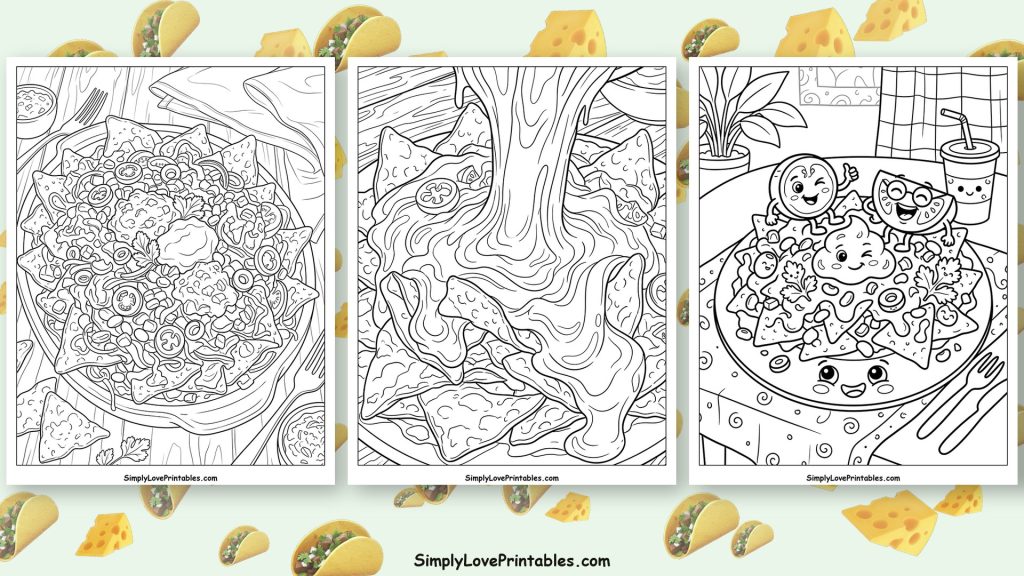Nachos coloring pages featured image