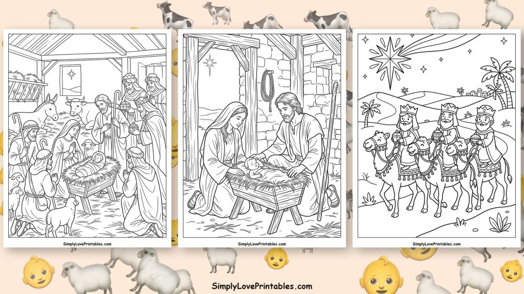 Nativity coloring pages featured image