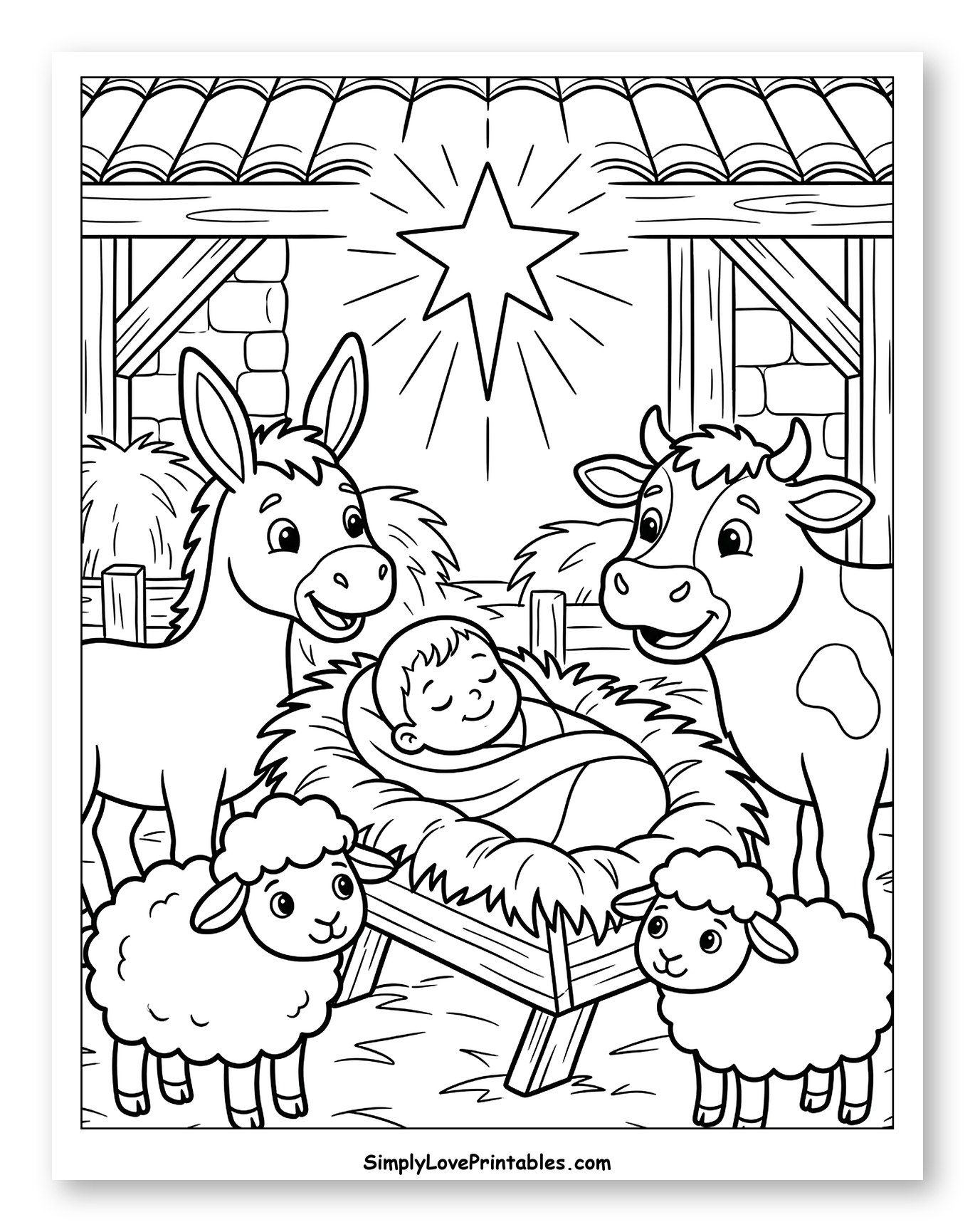 Nativity Scene with Baby Jesus and Animals