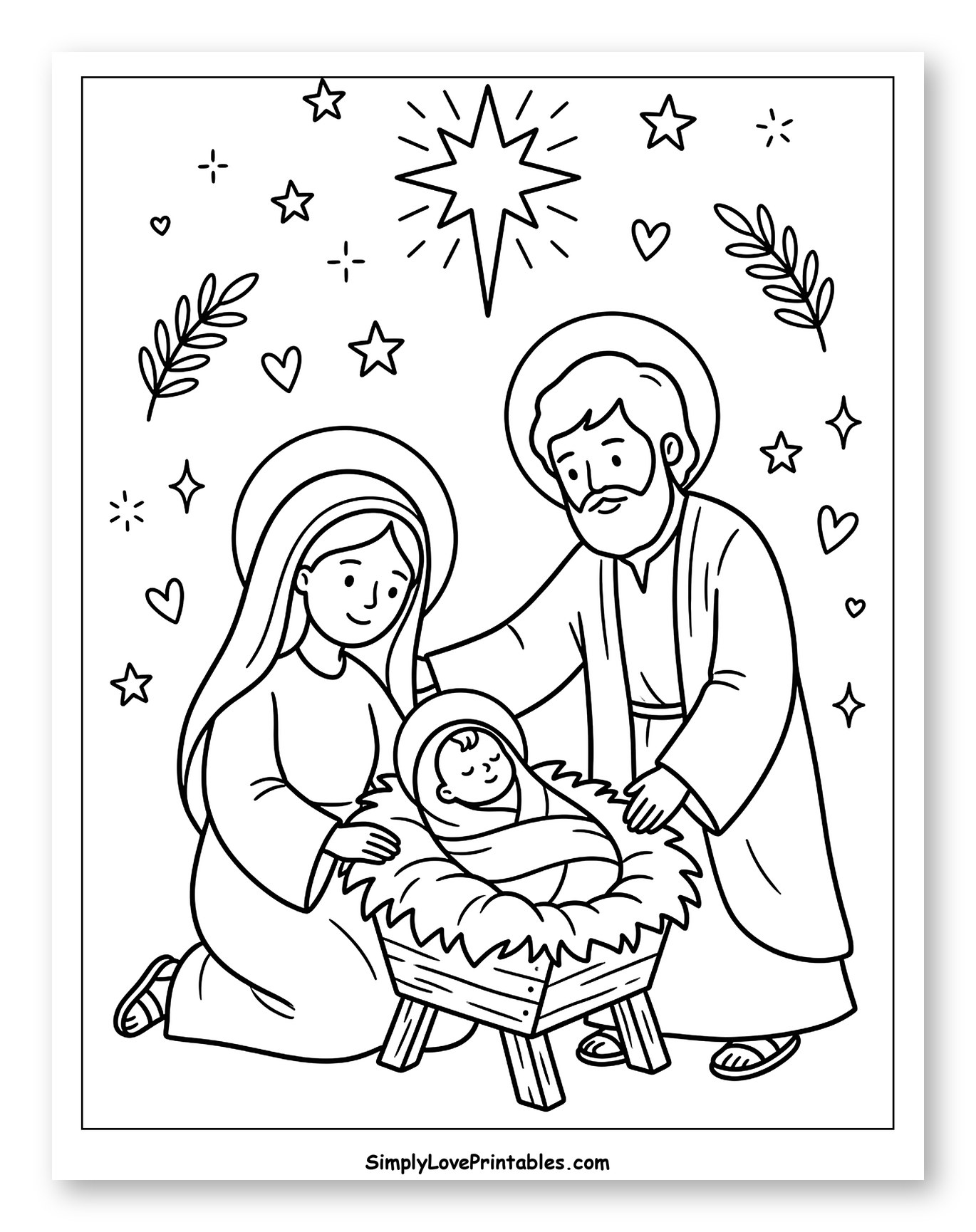 Nativity Scene with Holy Family and Star