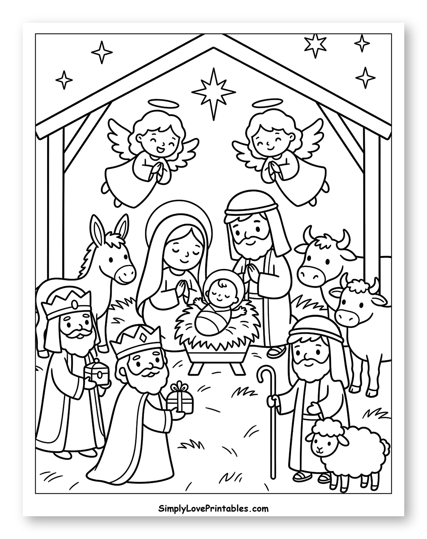 Nativity Scene with Holy Family, Angels, and Wise Men