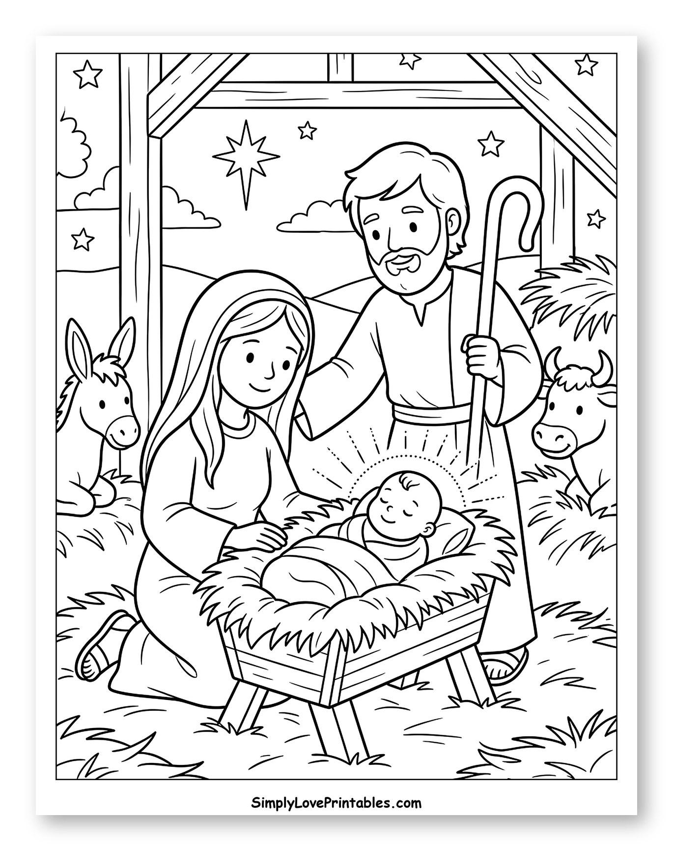 Nativity Scene with Mary, Joseph, and Baby Jesus