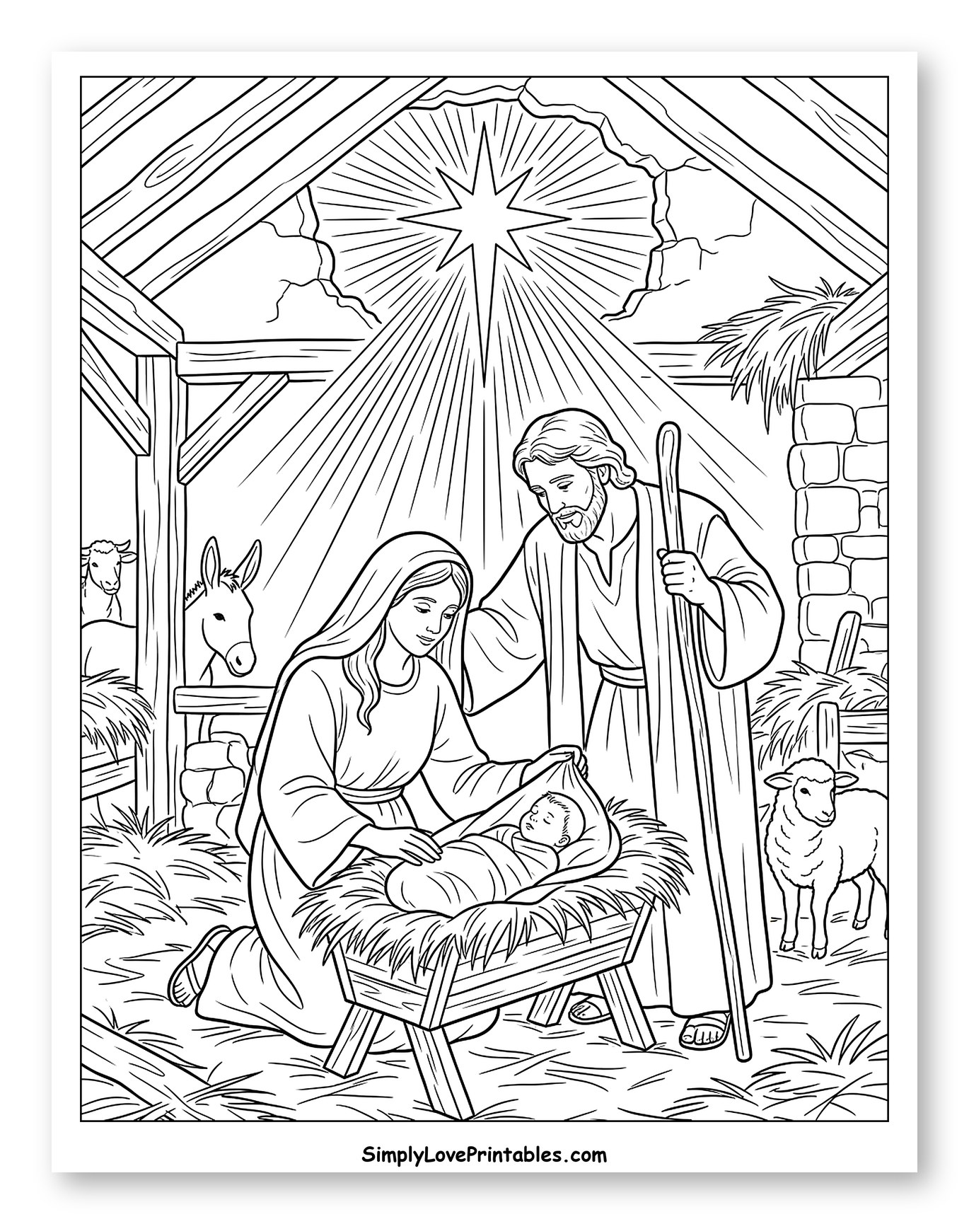 Nativity Scene with Mary, Joseph, and Baby Jesus