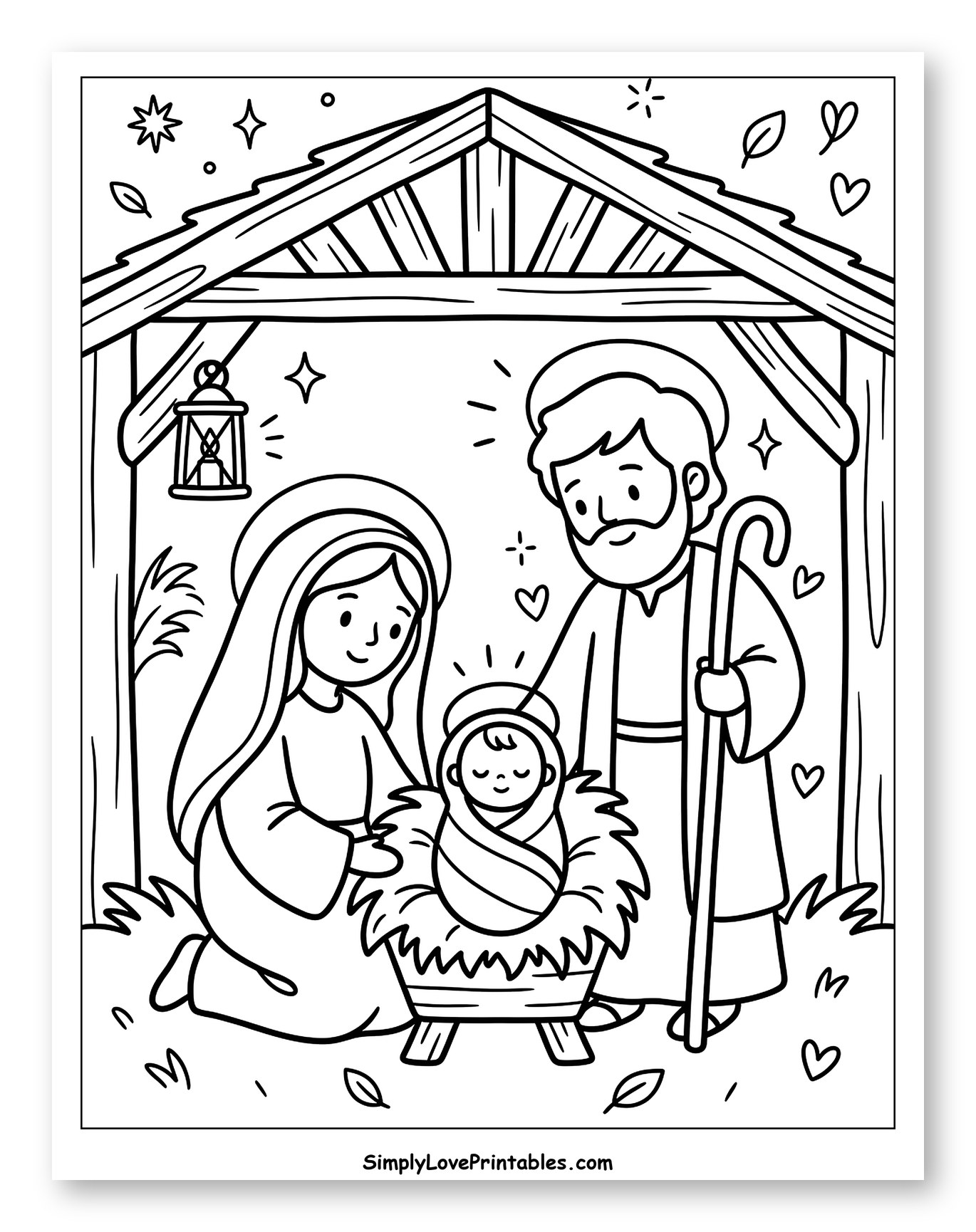 Nativity Scene with Mary Joseph and Baby Jesus