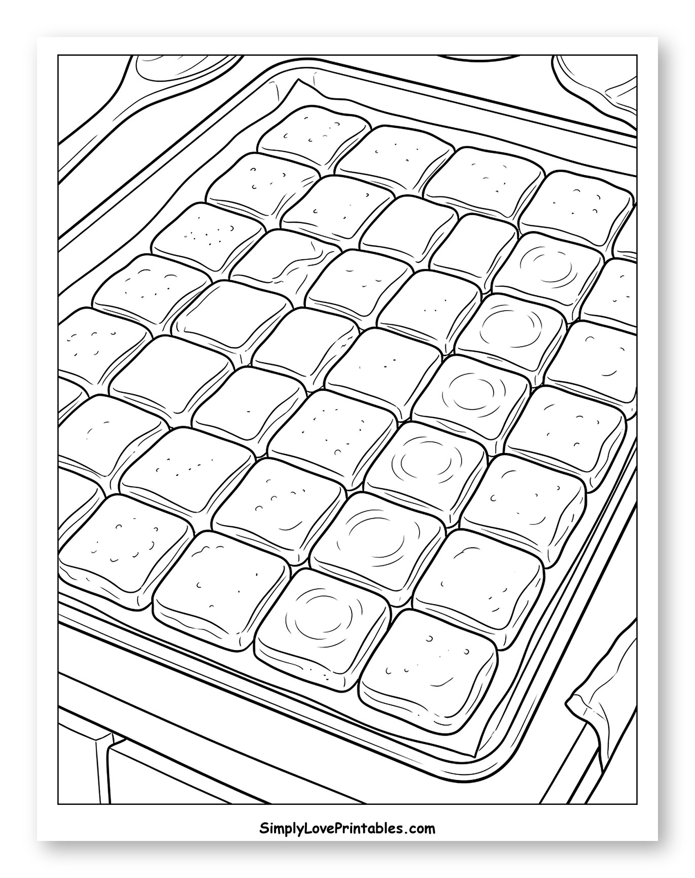 Neatly Arranged Biscuits in a Baking Tray Coloring Sheet