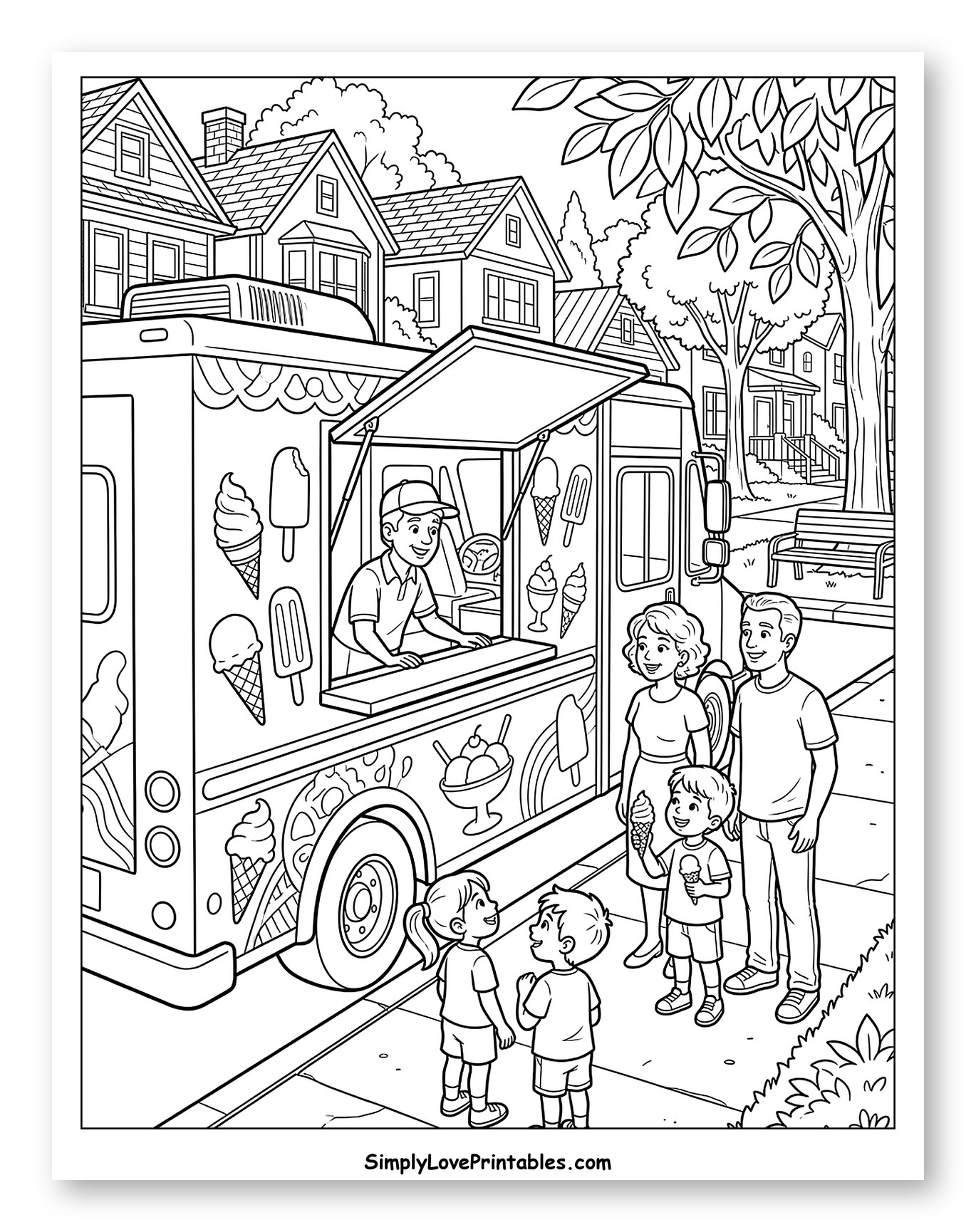 Neighborhood Ice Cream Truck Scene