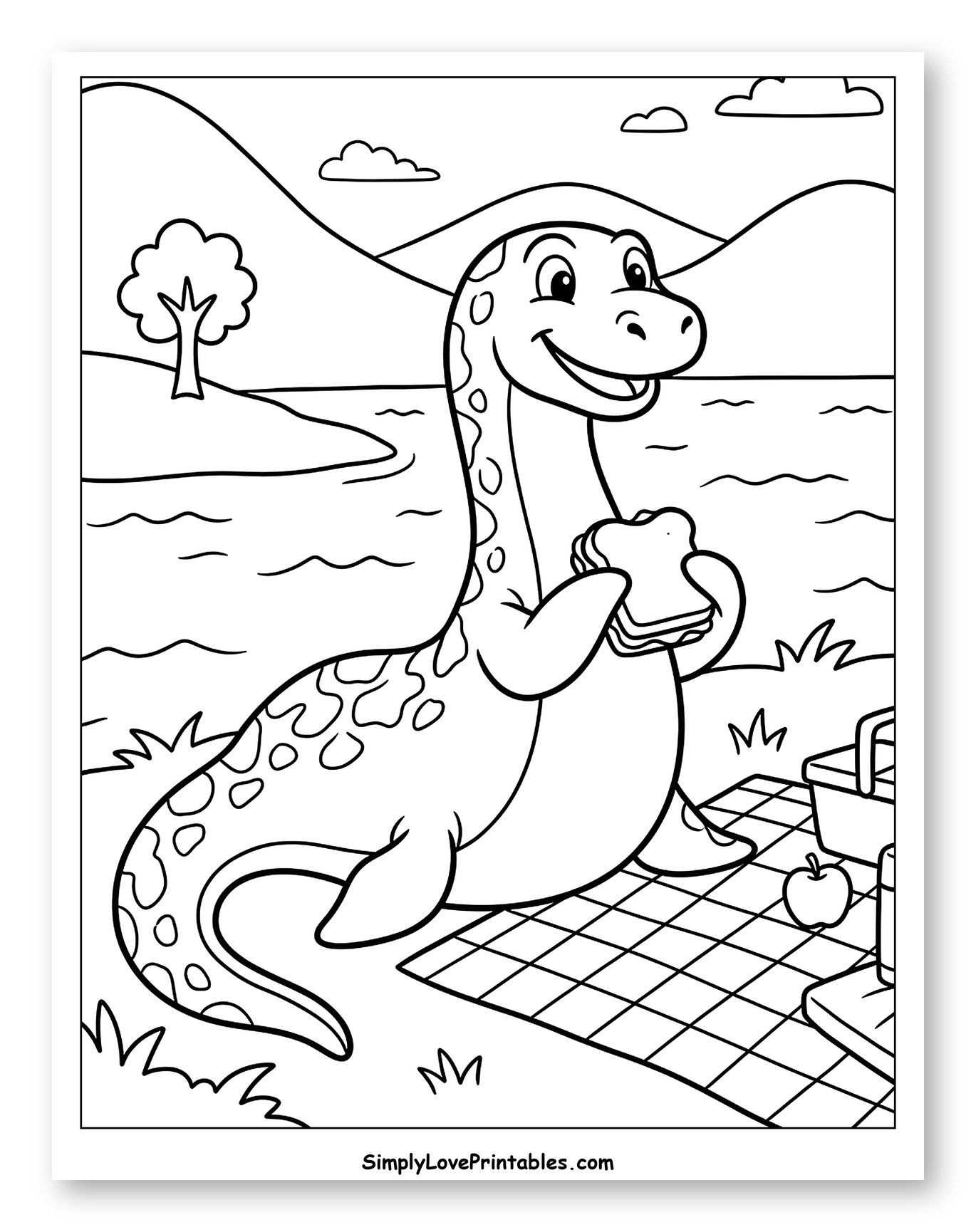 Nessie Enjoying a Picnic by the Lake