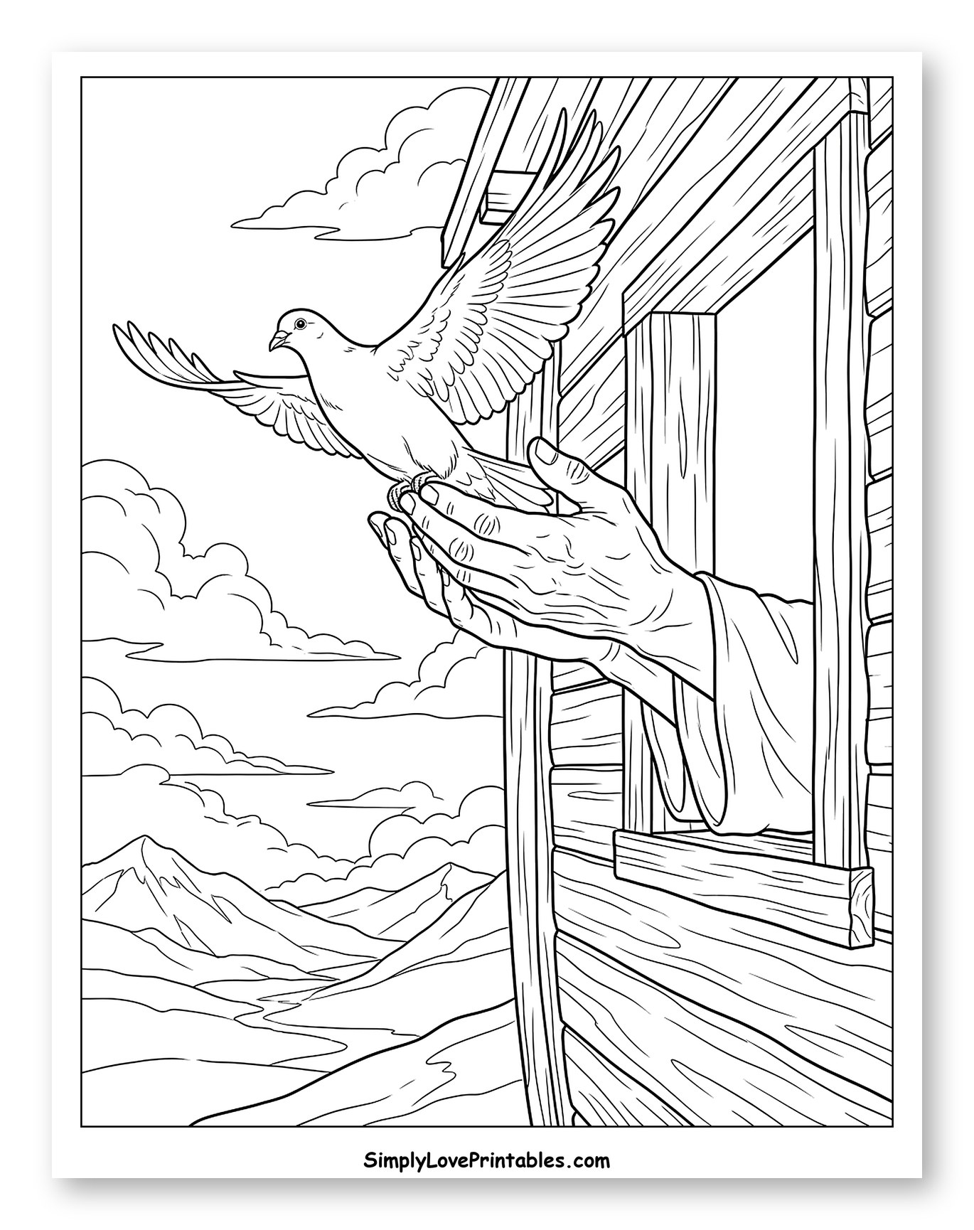 Noah Releasing the Dove from the Ark Coloring Page
