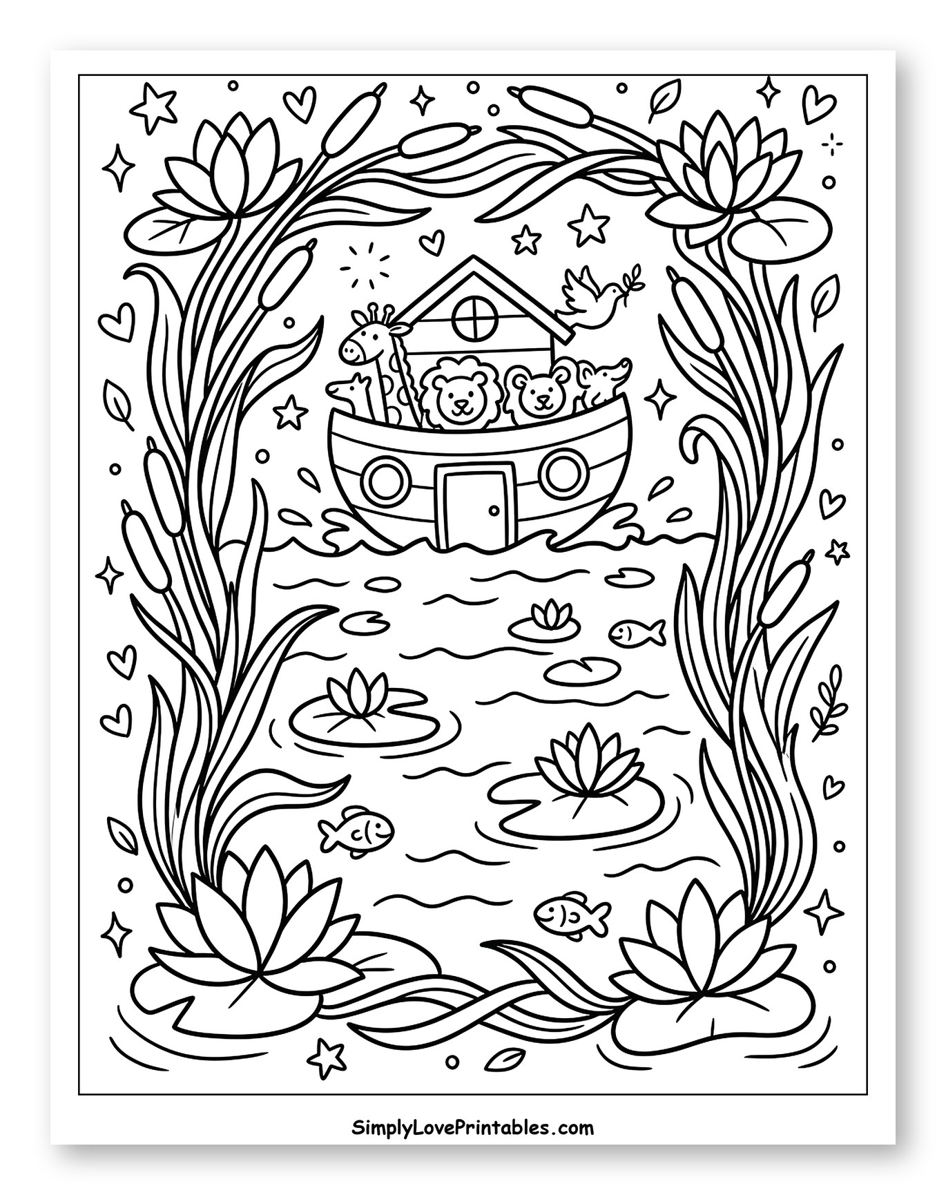 Noah's Ark with Animals and Water Lilies