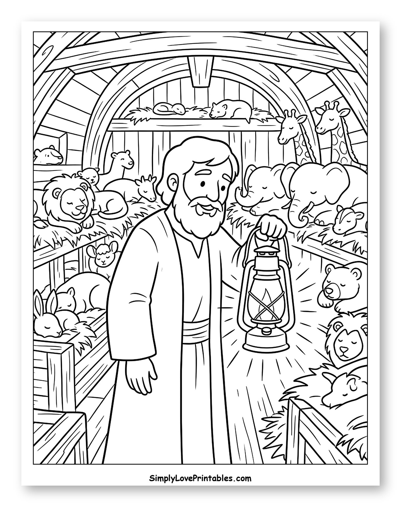 Noah's Lantern Illuminating Ark to Color for Kids