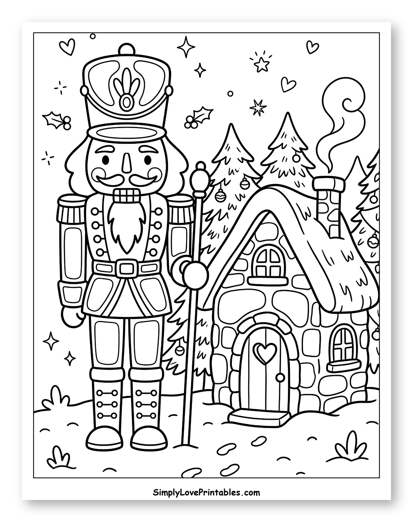 Nutcracker Guarding a Cozy Winter Cottage