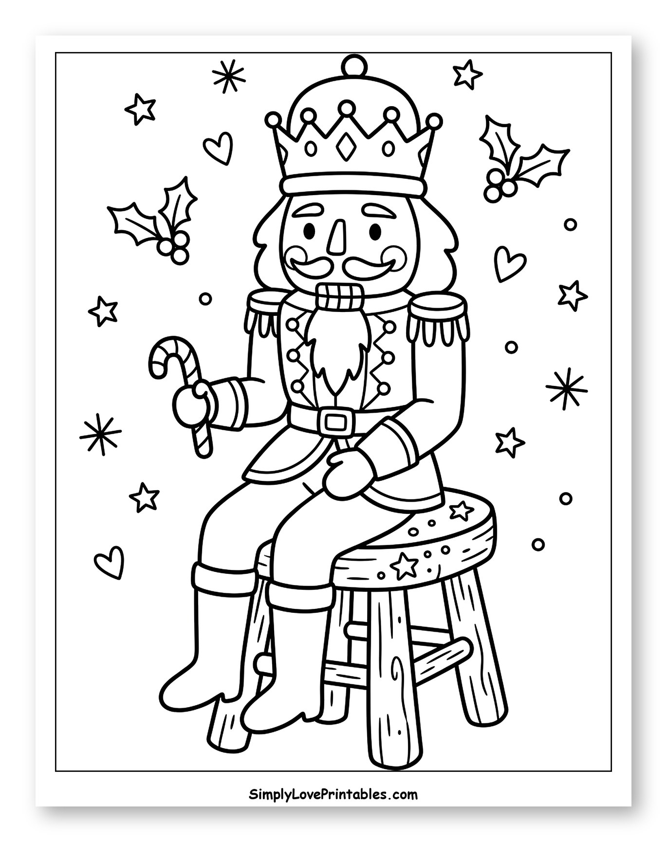 Nutcracker King Sitting on a Wooden Stool
