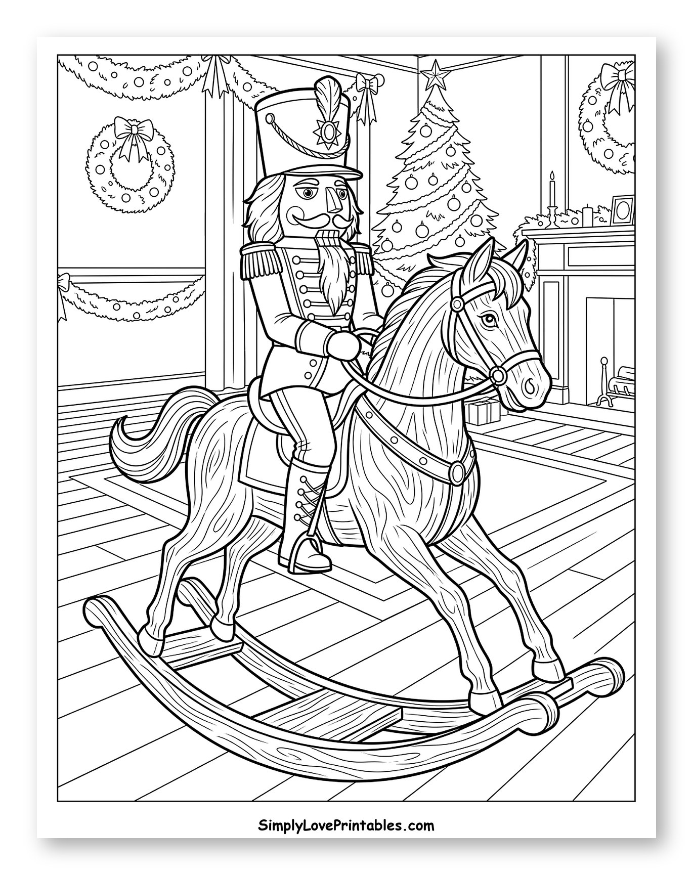 Nutcracker Soldier Riding a Festive Rocking Horse
