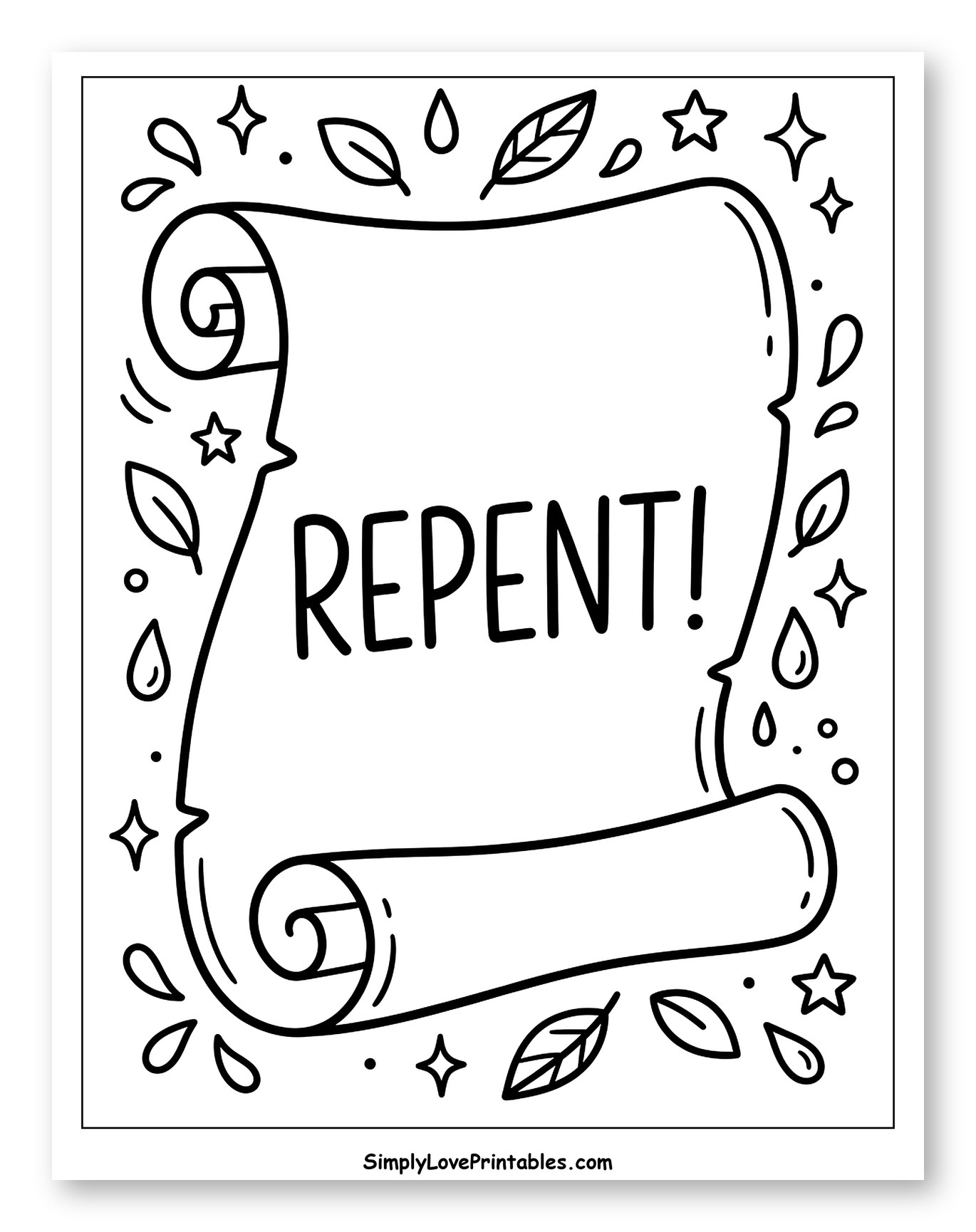Old Scroll with Repent Message and Decorations