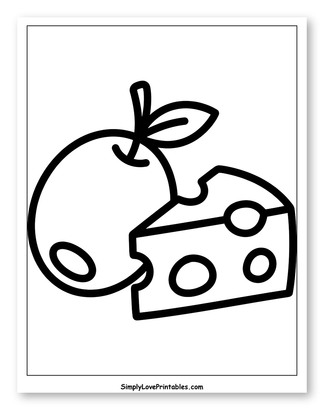 Olive and Cheese Wedge with Holes Coloring Sheet for Toddlers