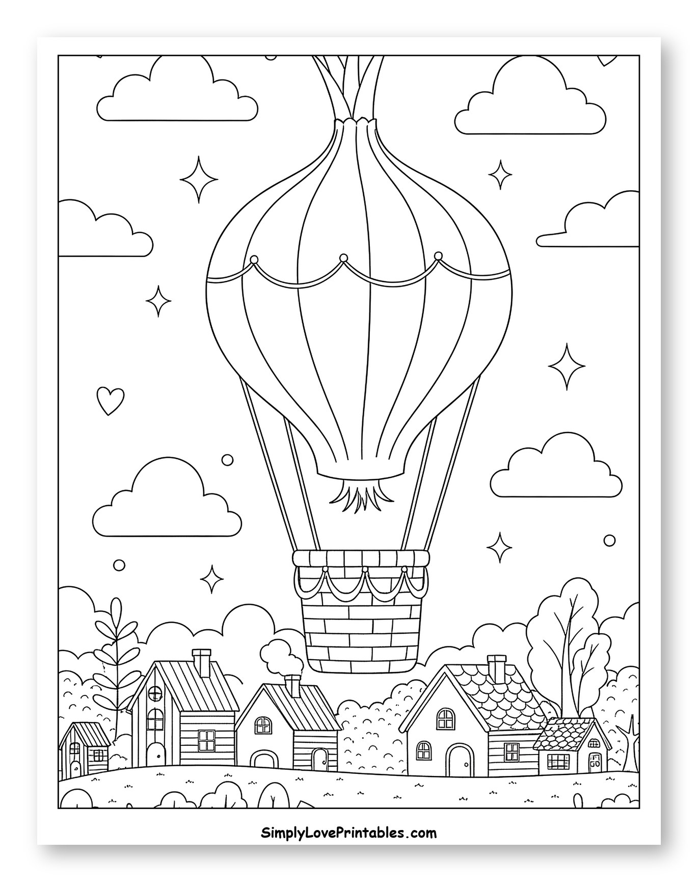 Onion Hot Air Balloon Over Village