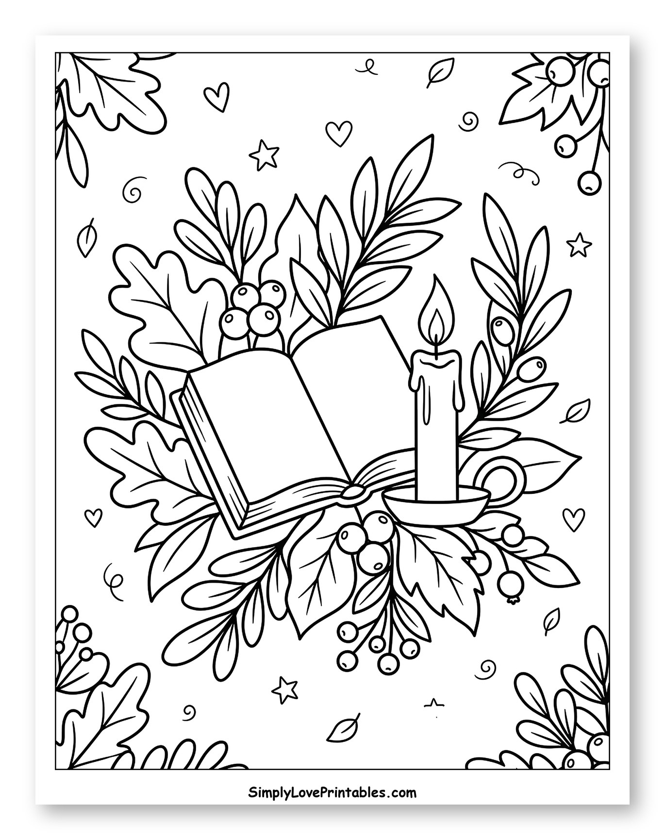 Open Book with Candle and Berries