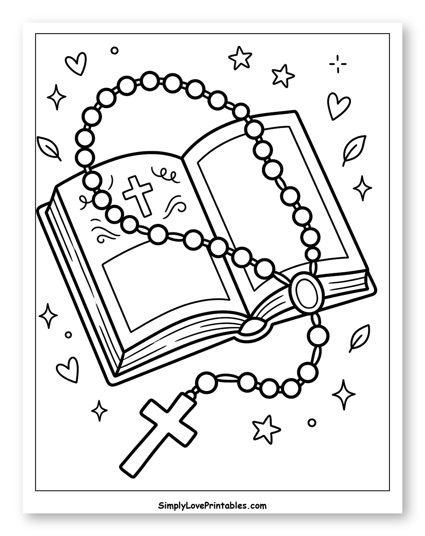 Open Book with Rosary and Cross