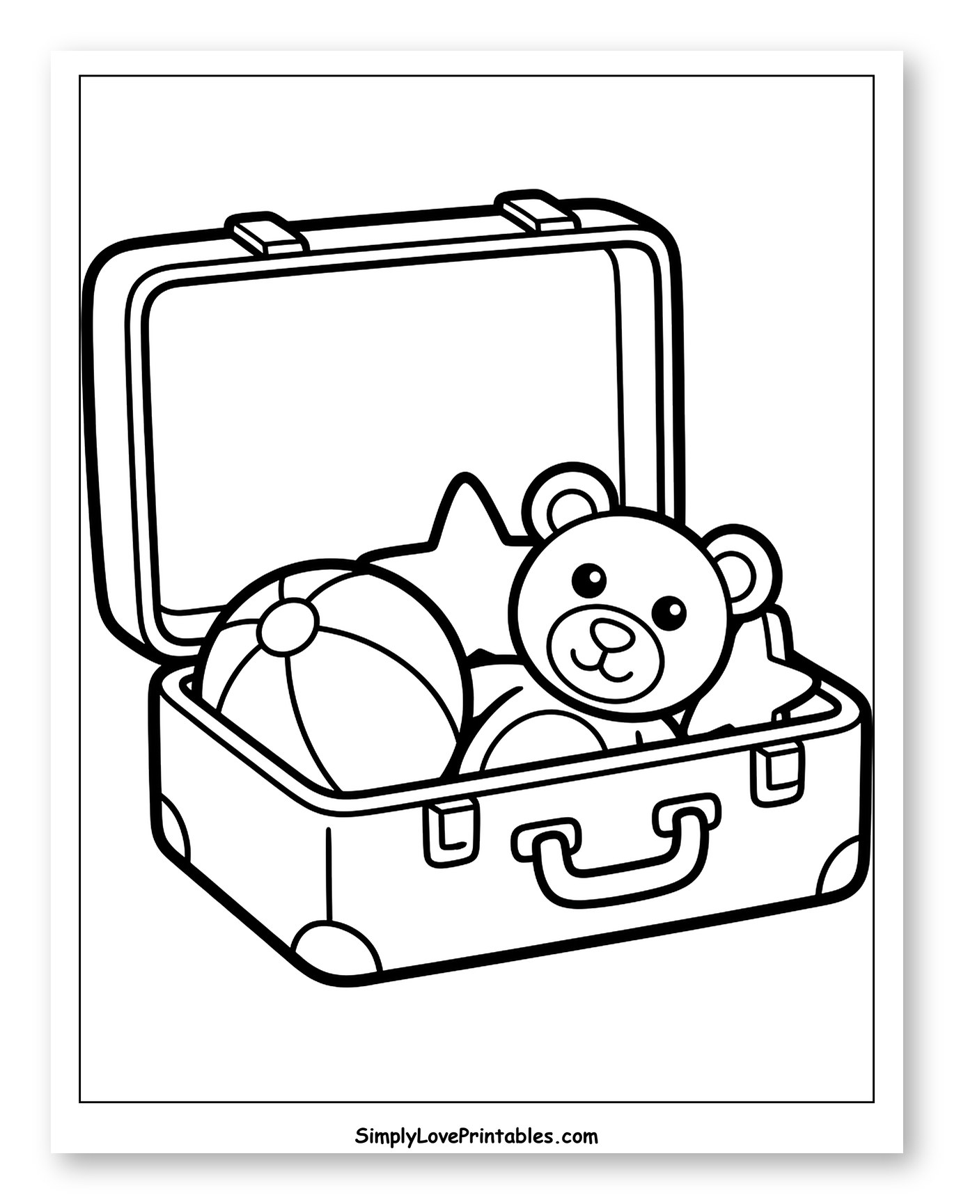 Open Suitcase with Toys and Beach Ball