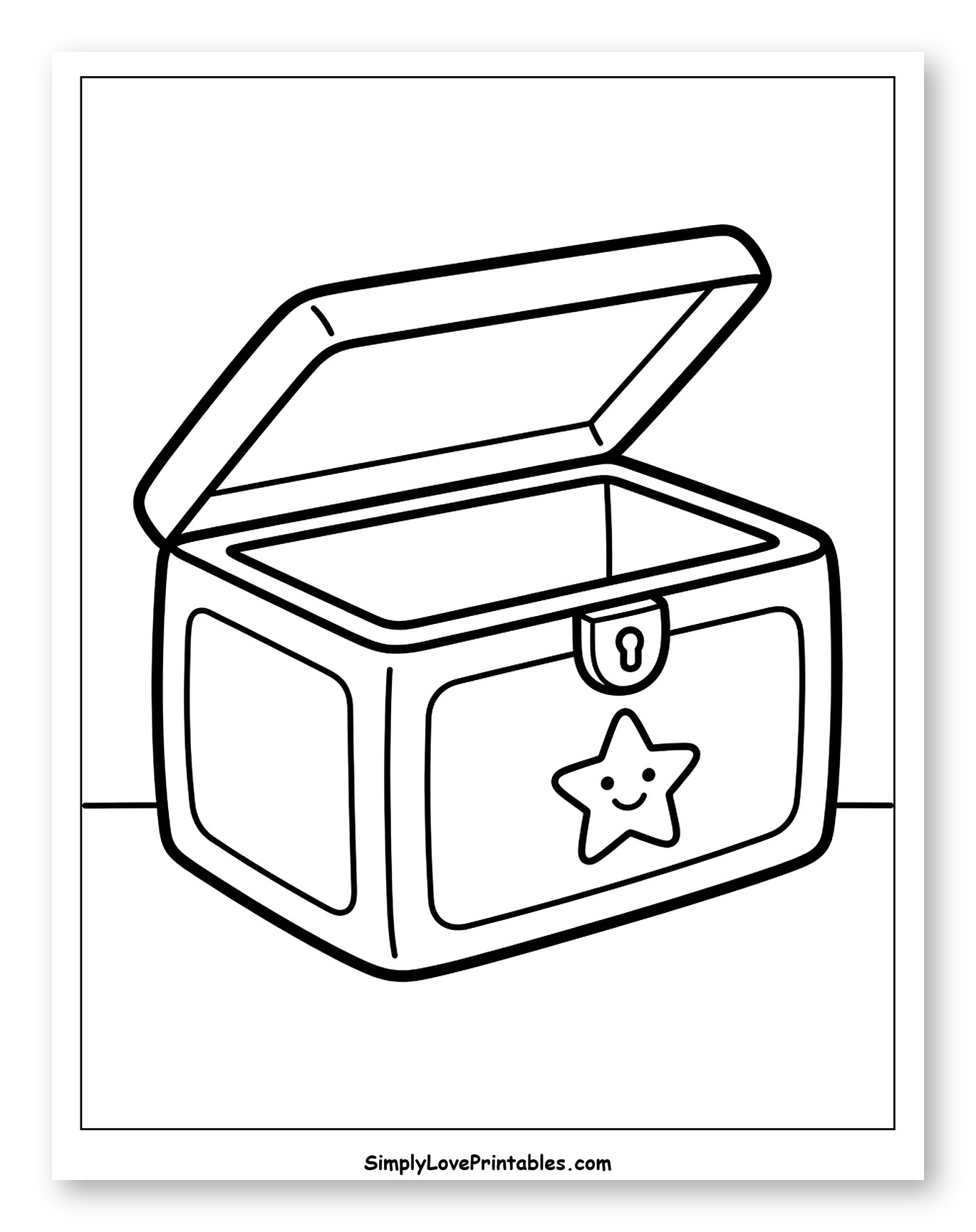 Open Toy Box with Star to Color for Toddlers