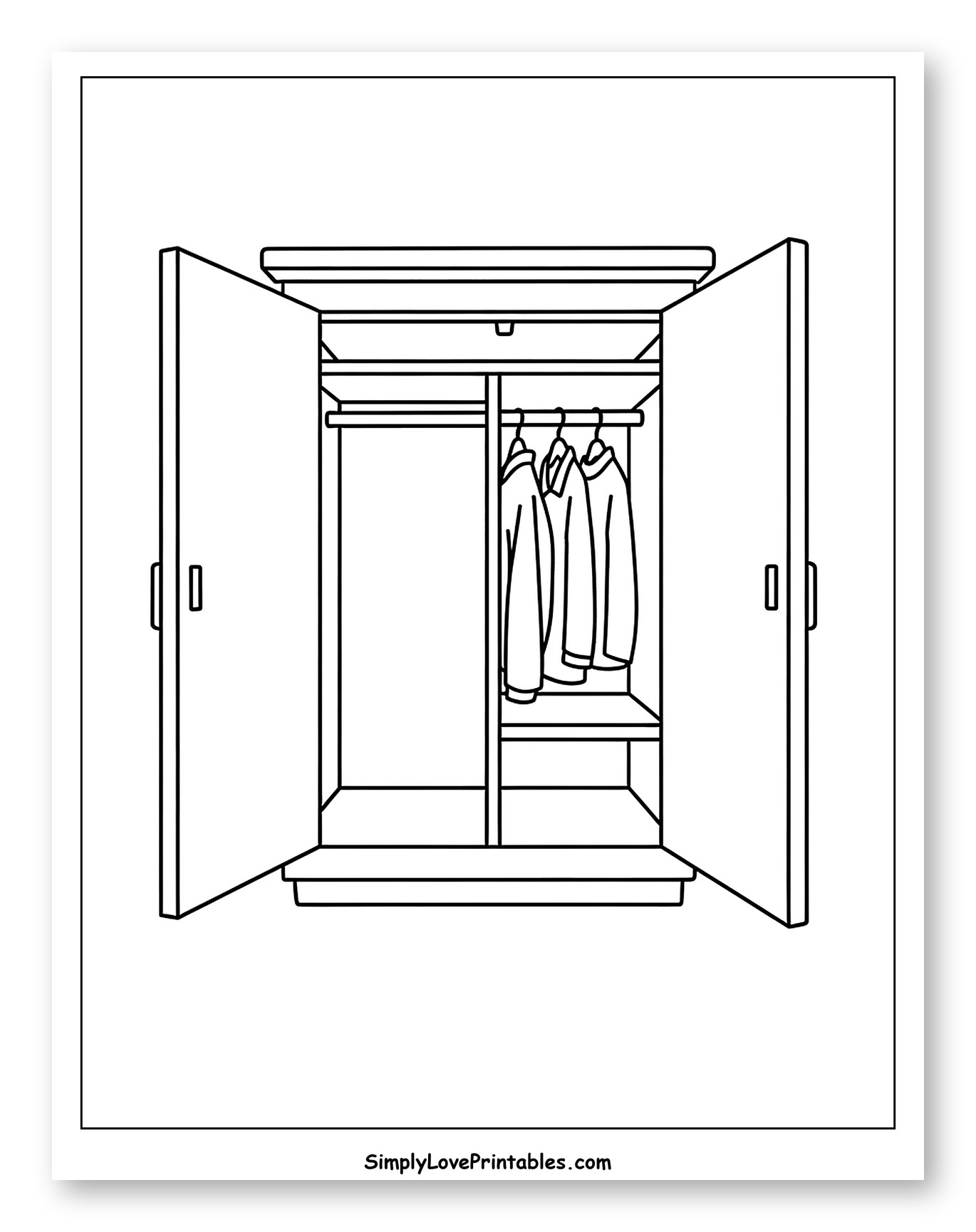 Open Wardrobe with Hanging Clothes and Empty Section