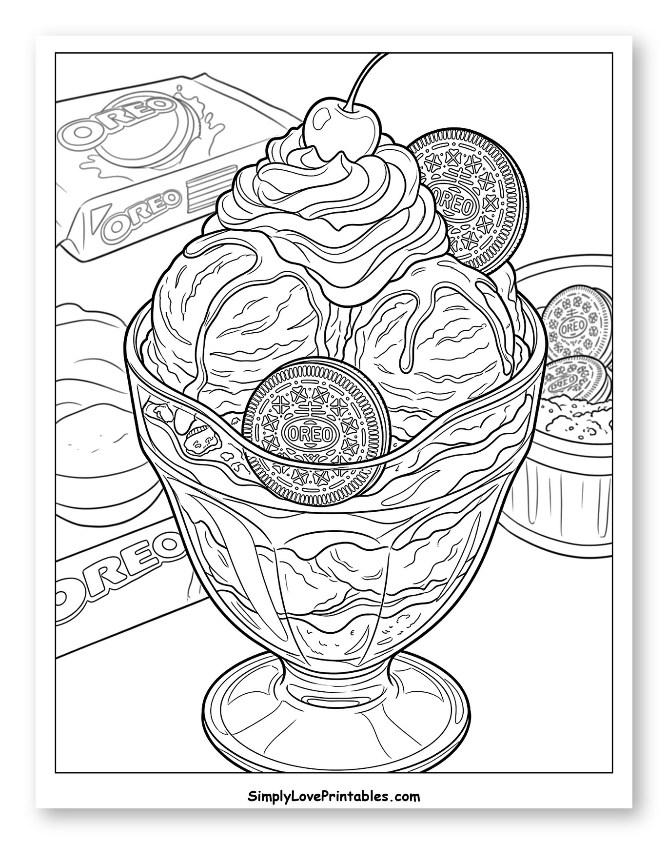 Oreo Ice Cream Sundae with Cherry Topping