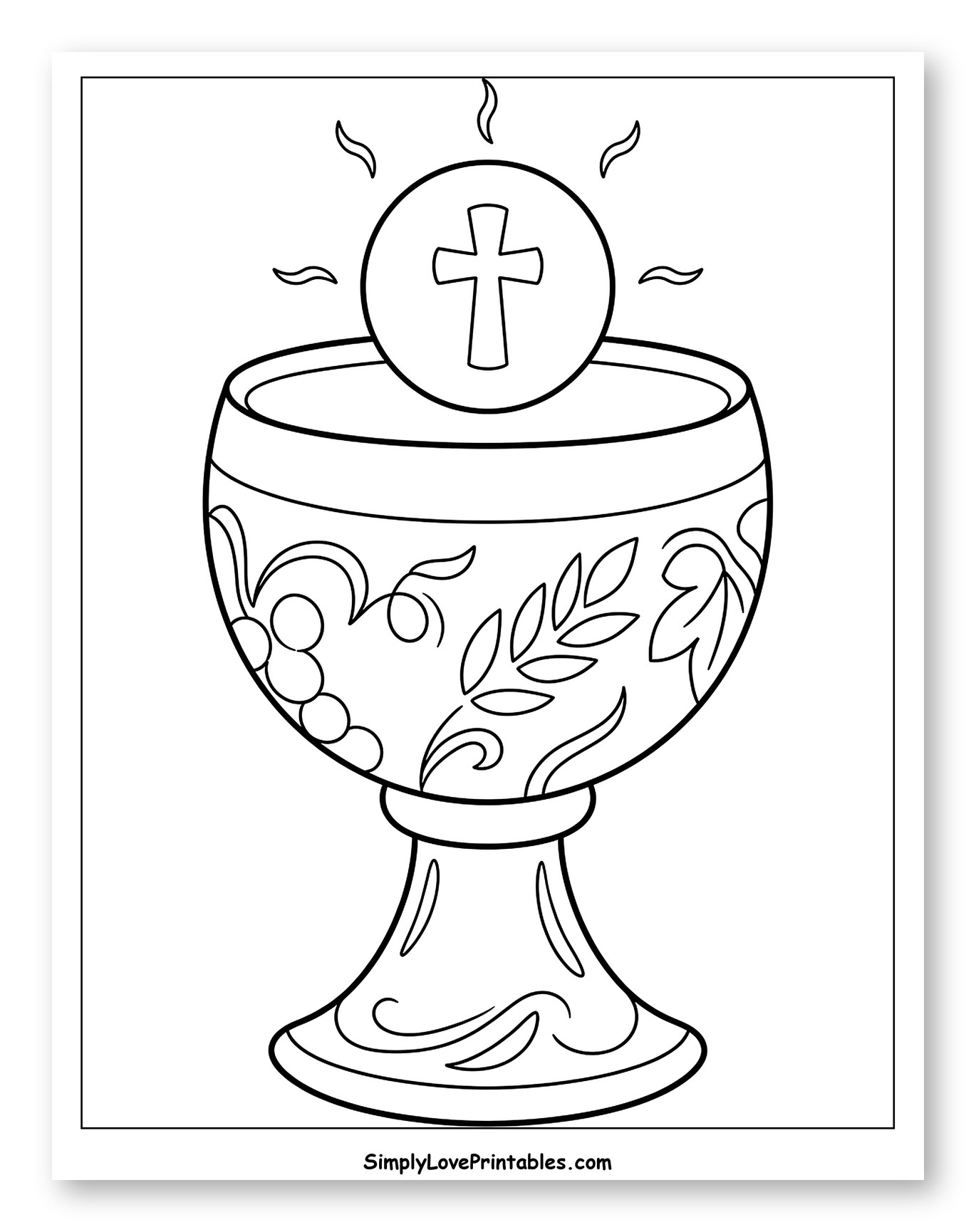 Ornate Chalice with Sacred Host Coloring Page for Kids