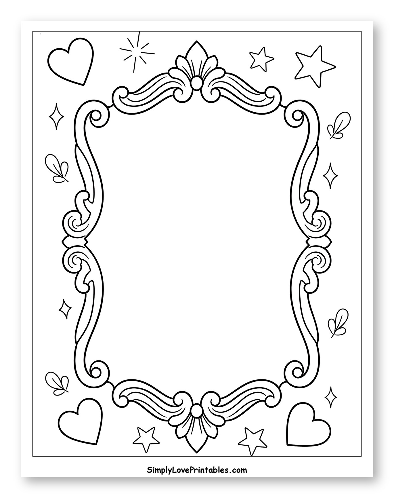 Ornate Frame with Hearts and Stars