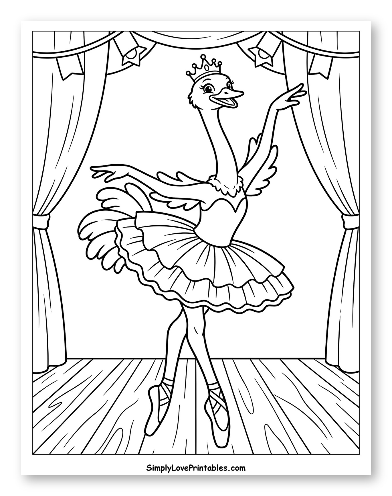 Ostrich Ballerina Dancing on Stage