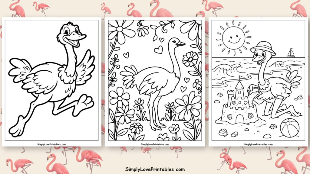 Ostrich coloring pages featured image
