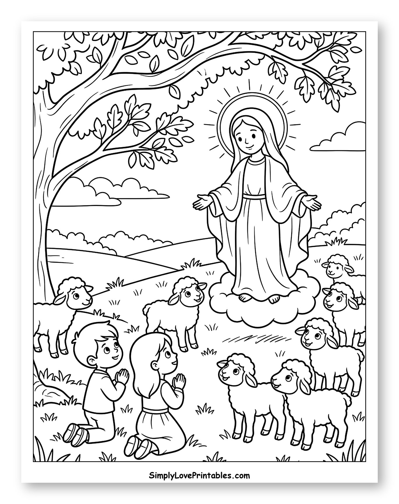 Our Lady Appears to Praying Children and Sheep