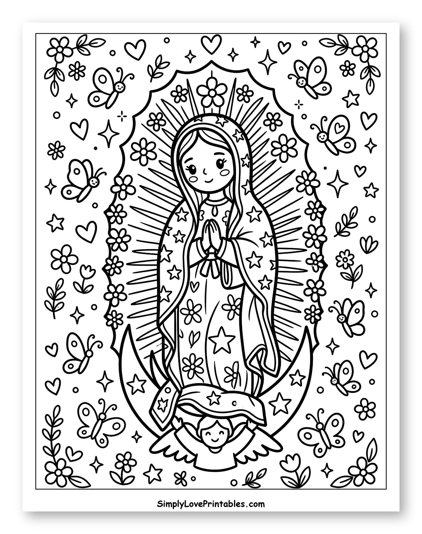 Our Lady of Guadalupe with Angel and Butterflies