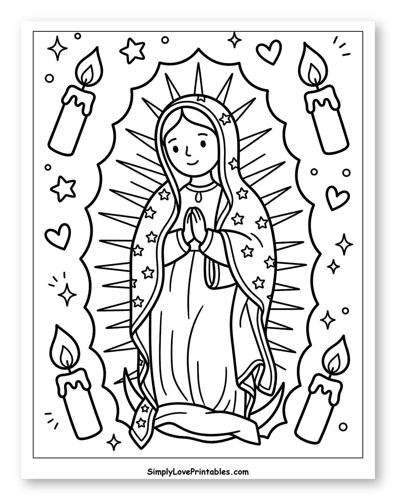 Our Lady of Guadalupe with Candles and Stars