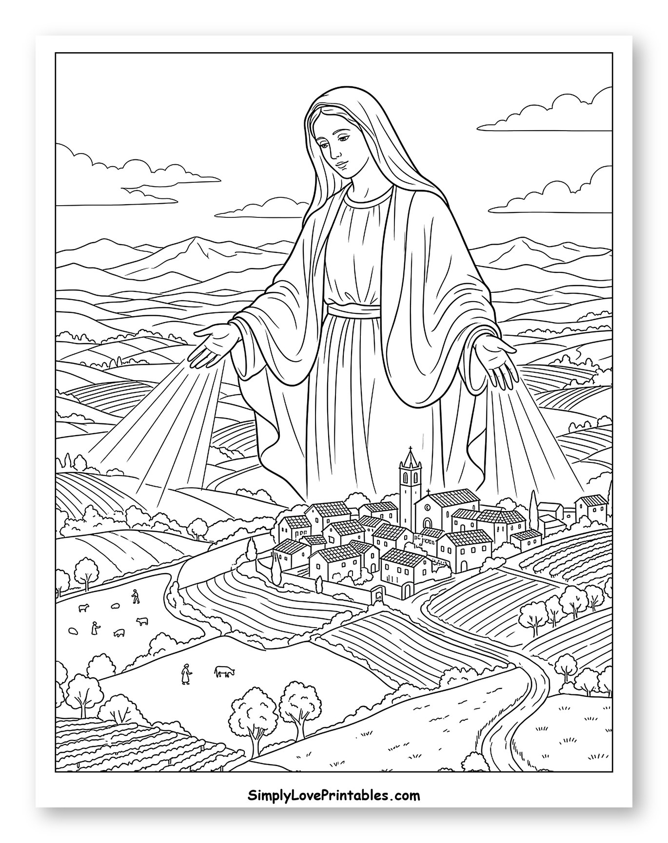Our Lady Overlooking a Rural Village