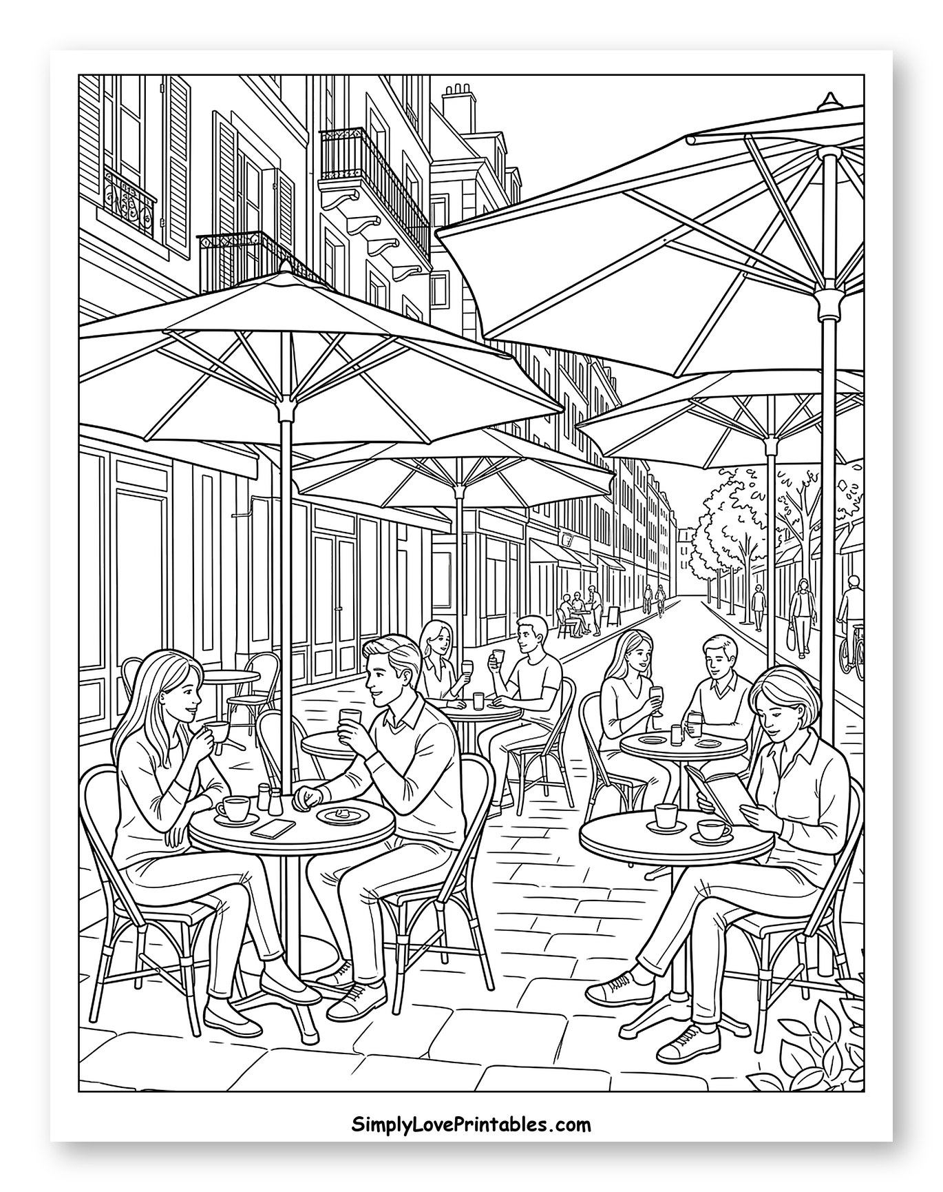 Outdoor Cafe Scene on a Bustling Street