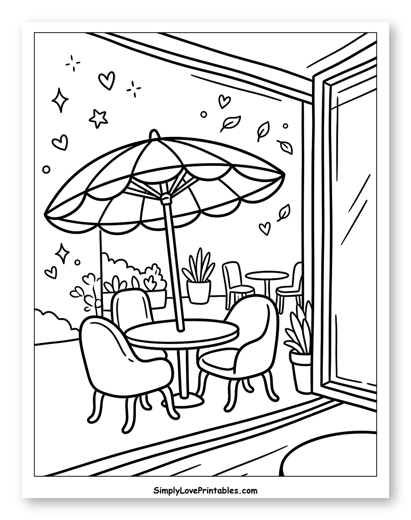 Outdoor Cafe Seating with Large Umbrella