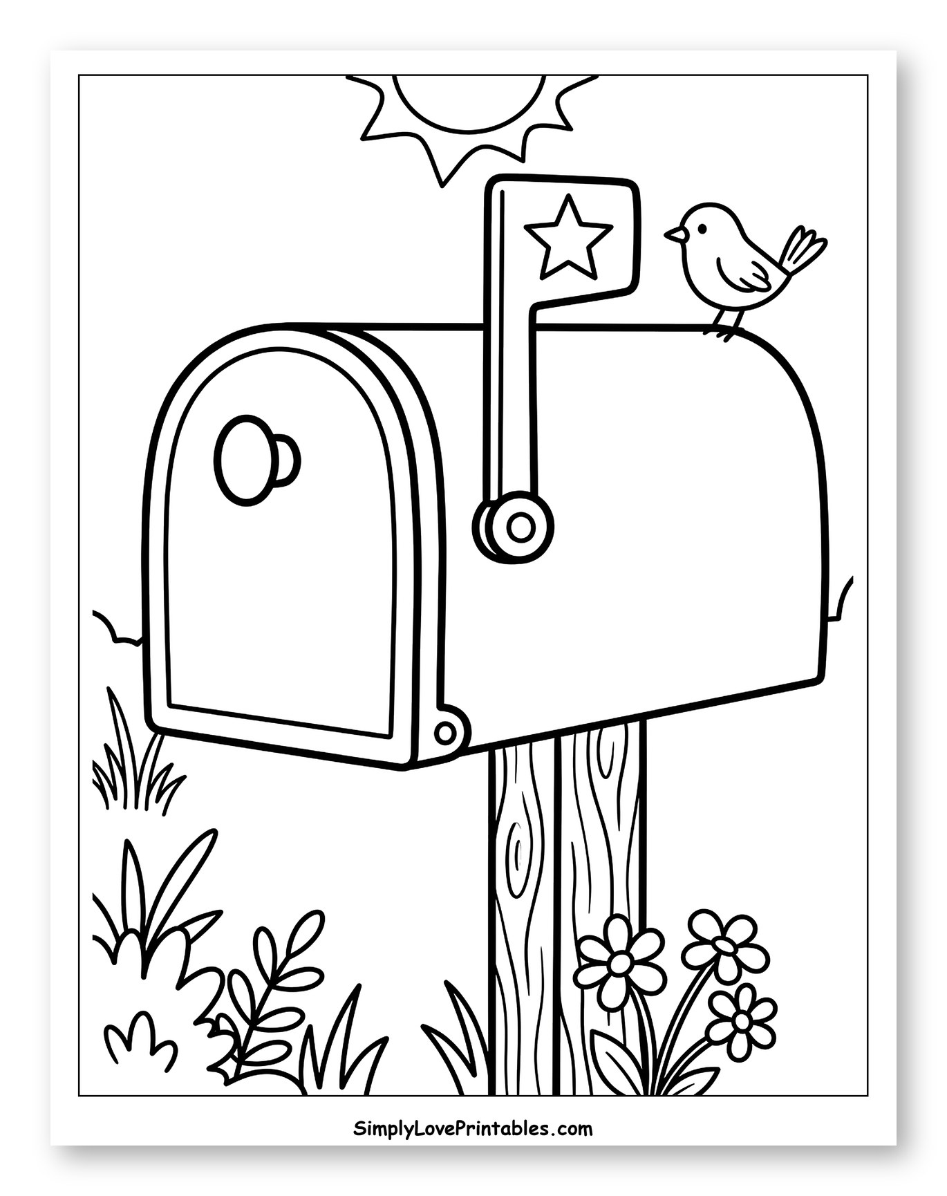 Outdoor Mailbox with Bird and Flowers