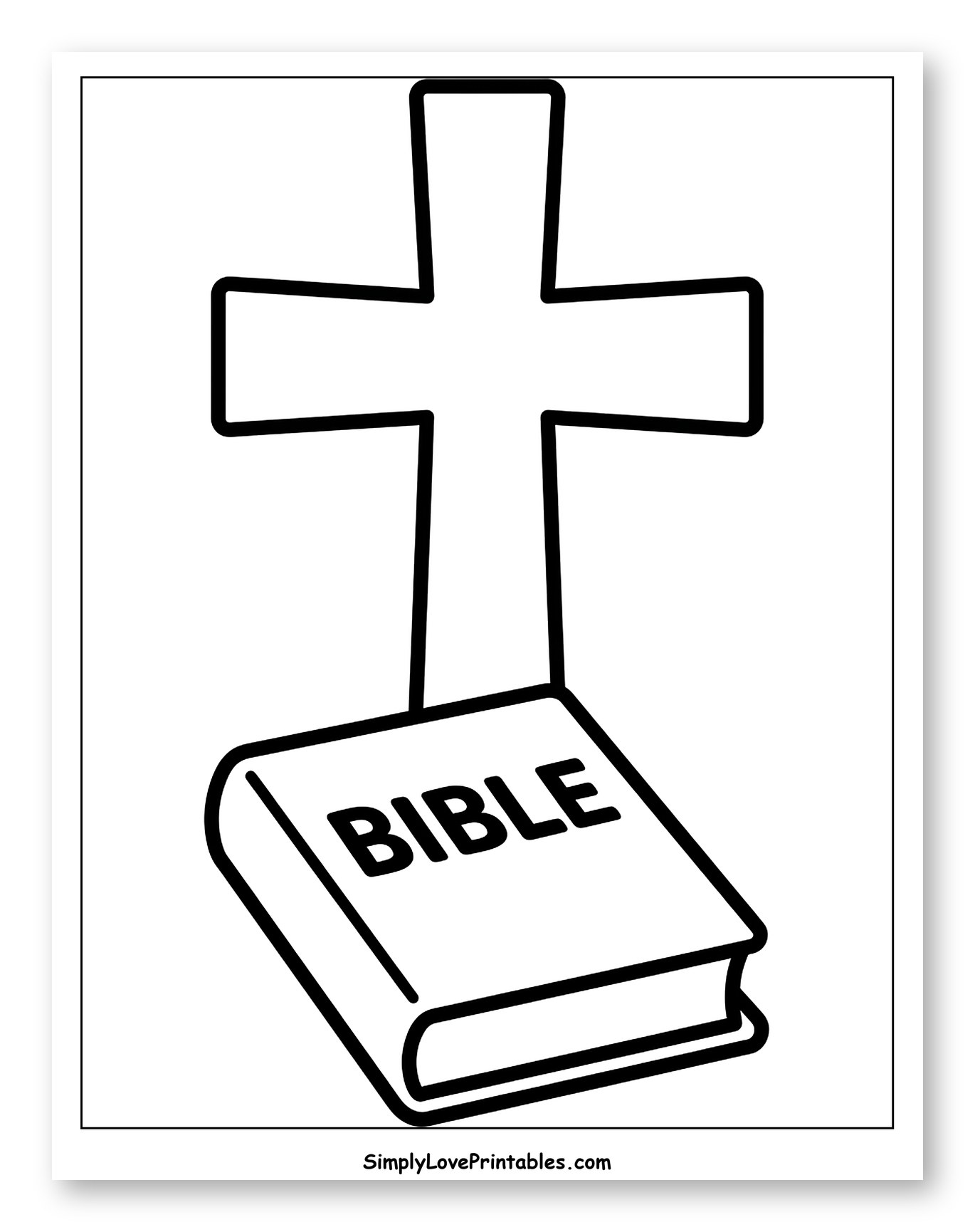 Outline of a Cross and Bible