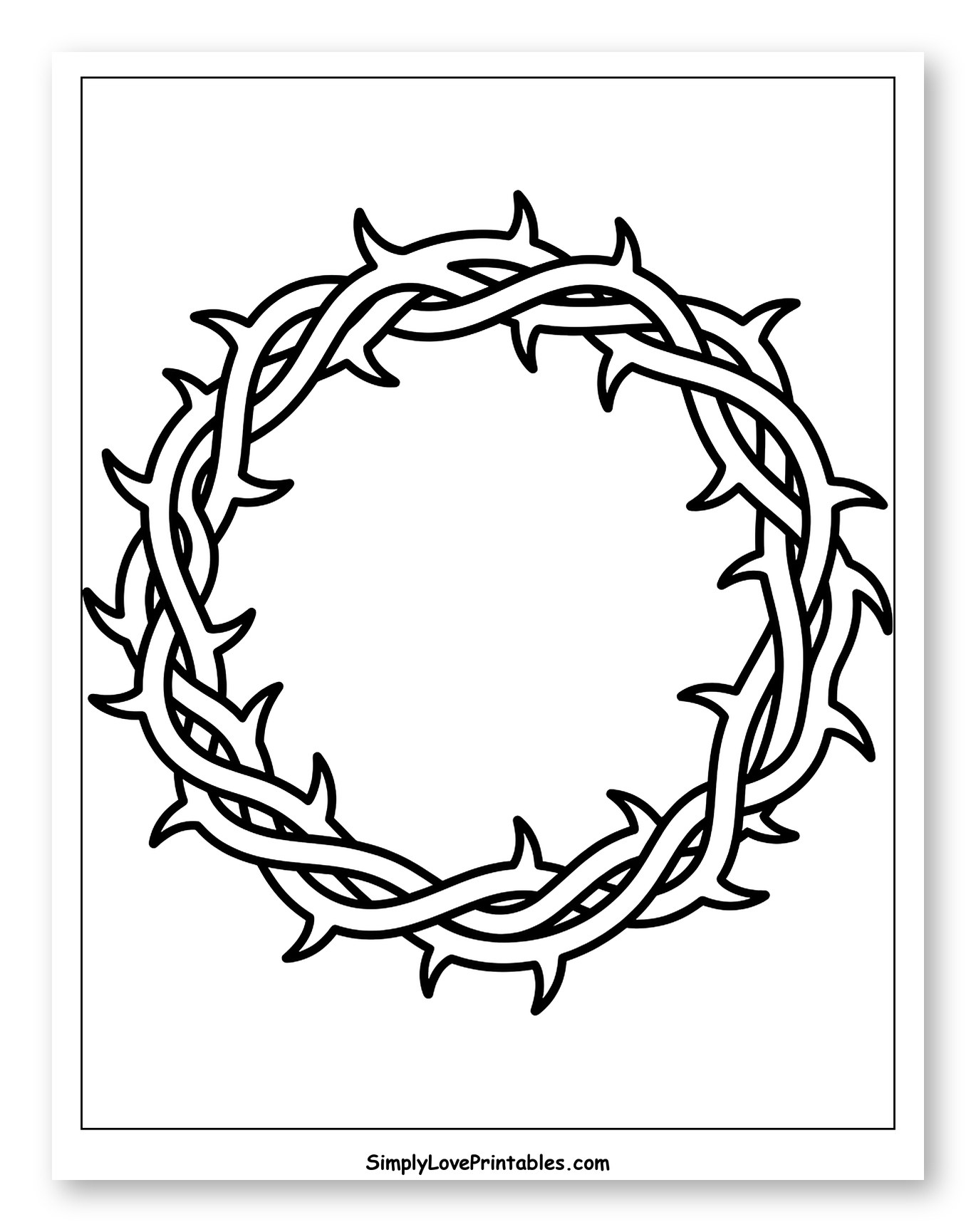 Outline of a Crown of Thorns Coloring Sheet for Toddlers