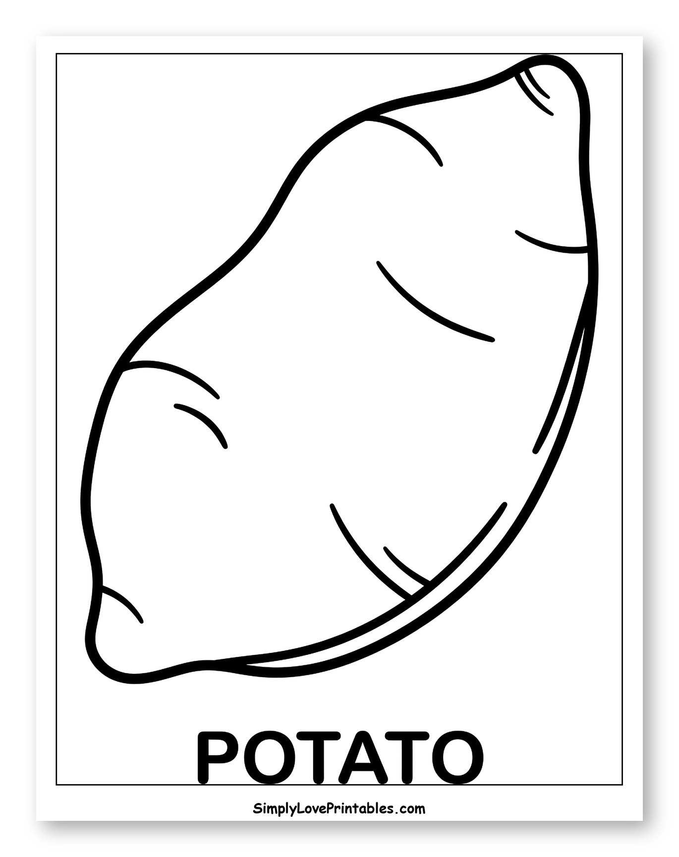 Outline of a Potato with Label Coloring Page for Toddlers