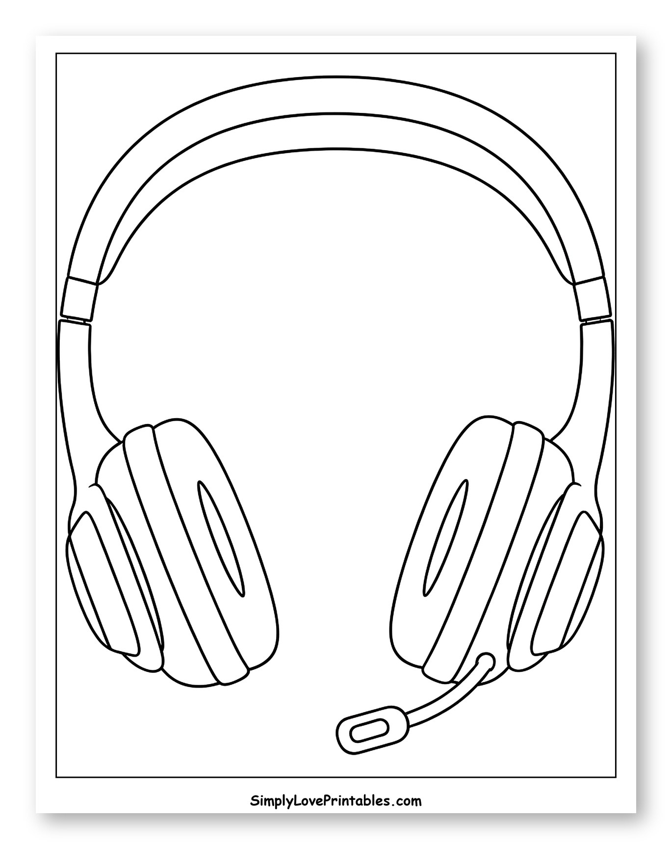 Outline of Over-Ear Headphones with Microphone