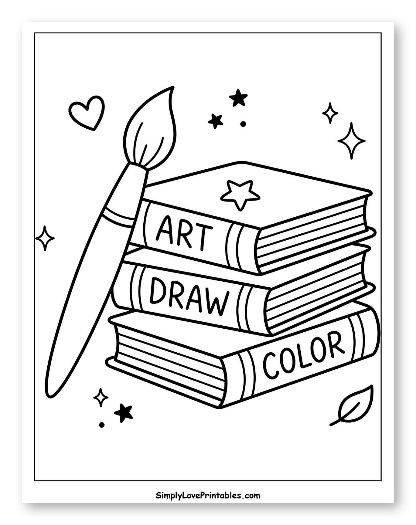 Paintbrush and Stack of Art Books